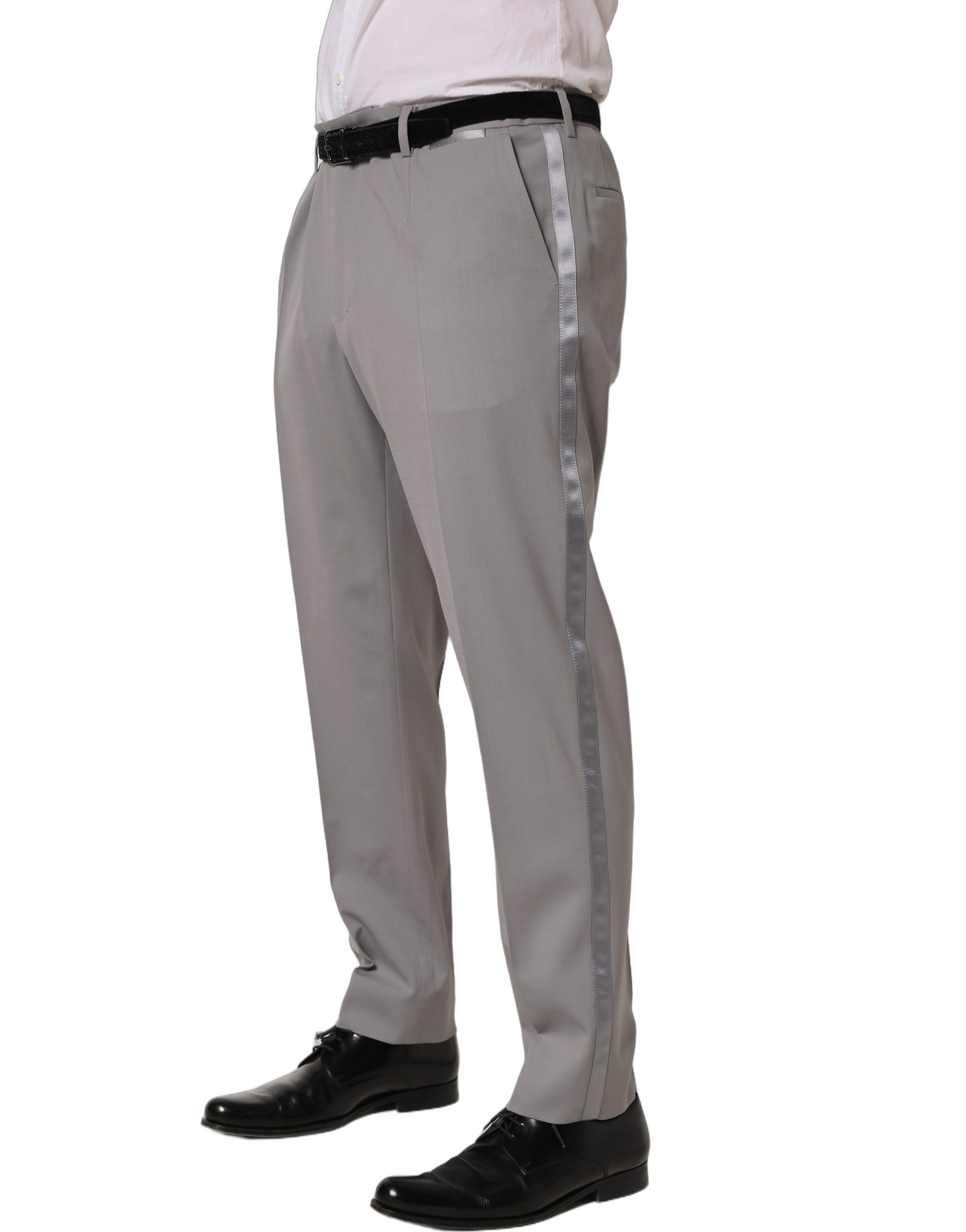 Dolce & Gabbana Gray Wool Tapered Men Dress Trouser Pants - Image 3