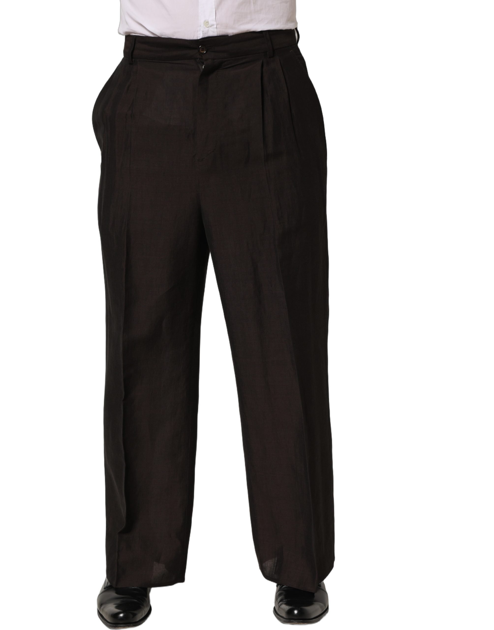 Dolce & Gabbana Brown Linen Straight Men Dress Trouser Pants - Image 2