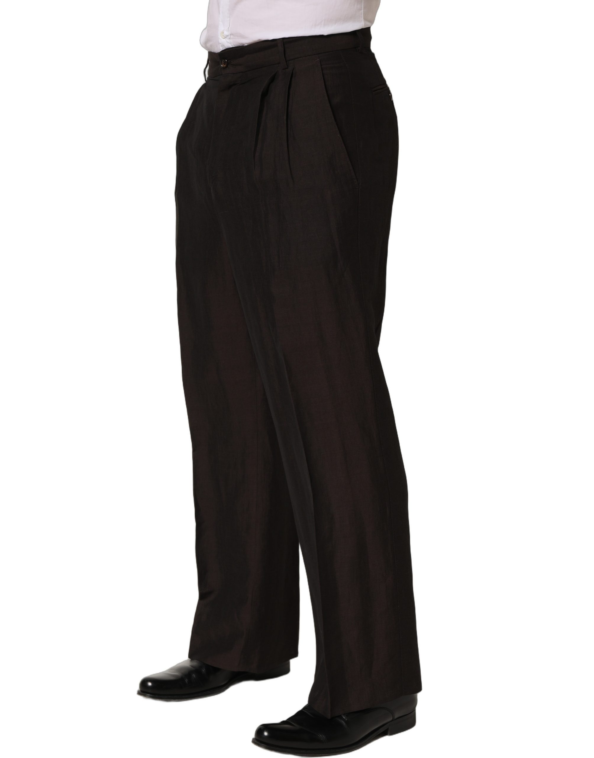 Dolce & Gabbana Brown Linen Straight Men Dress Trouser Pants - Image 3