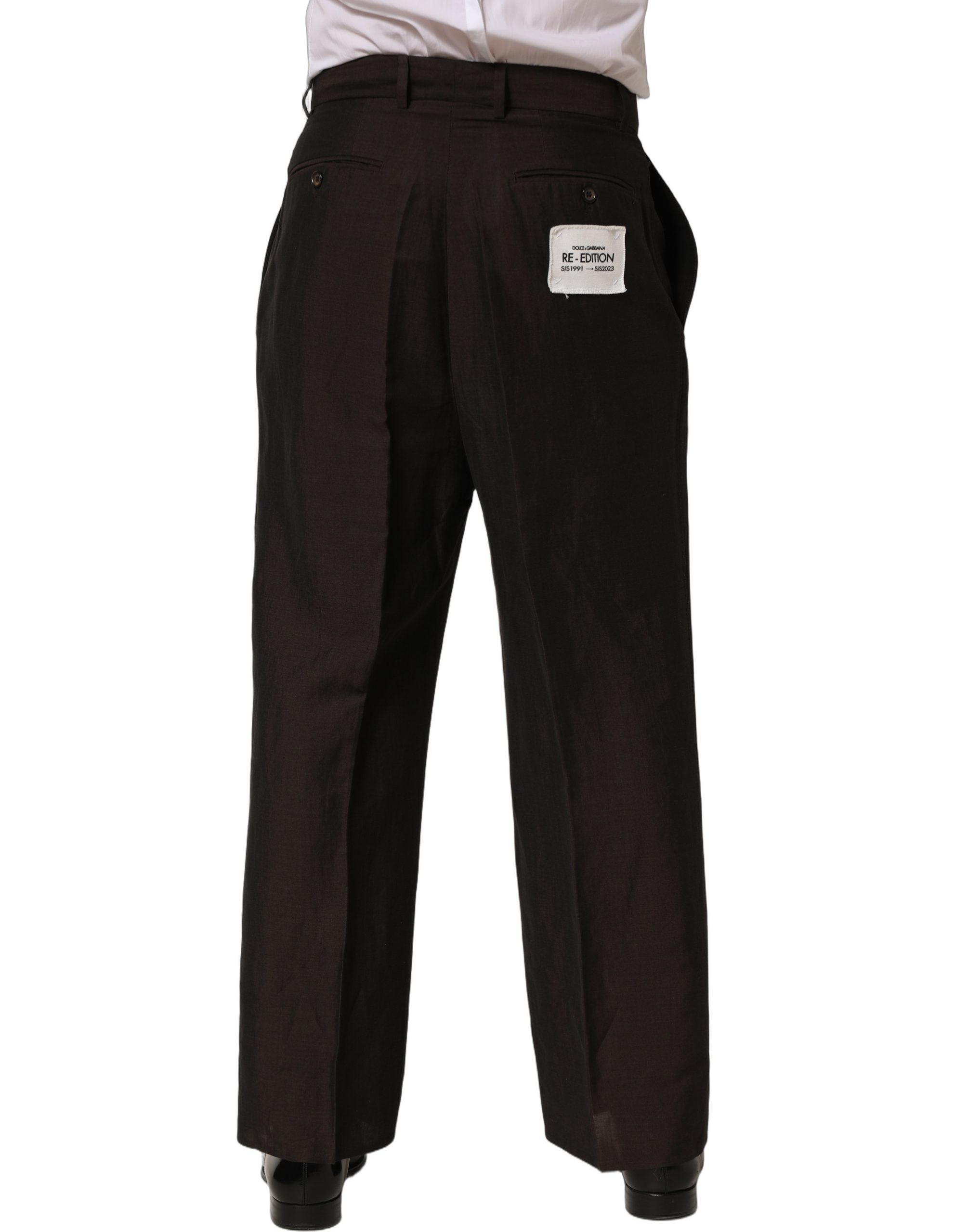 Dolce & Gabbana Brown Linen Straight Men Dress Trouser Pants - Image 4