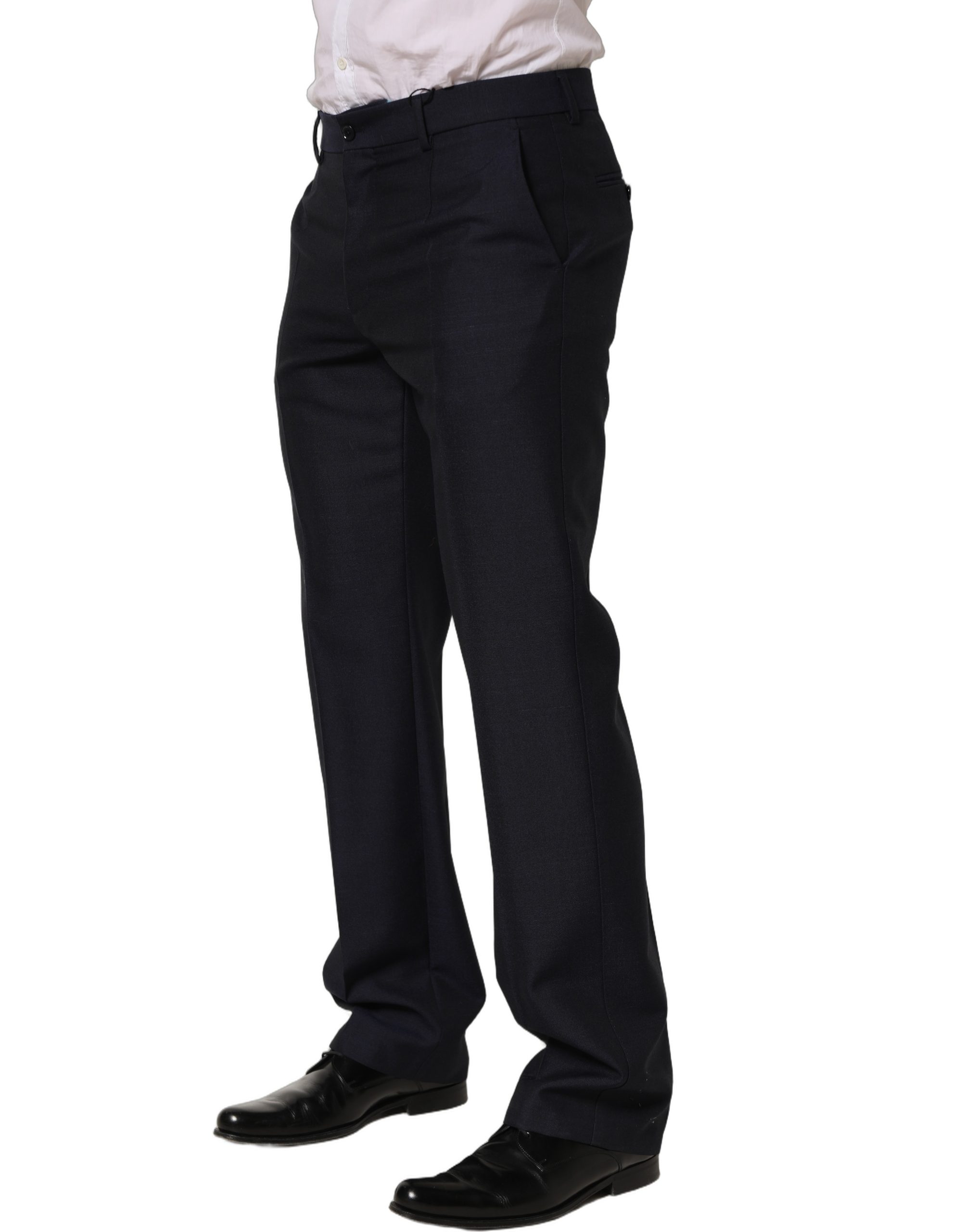 Dolce & Gabbana Black Wool Tapered Leg Dress Trouser Pants - Image 3
