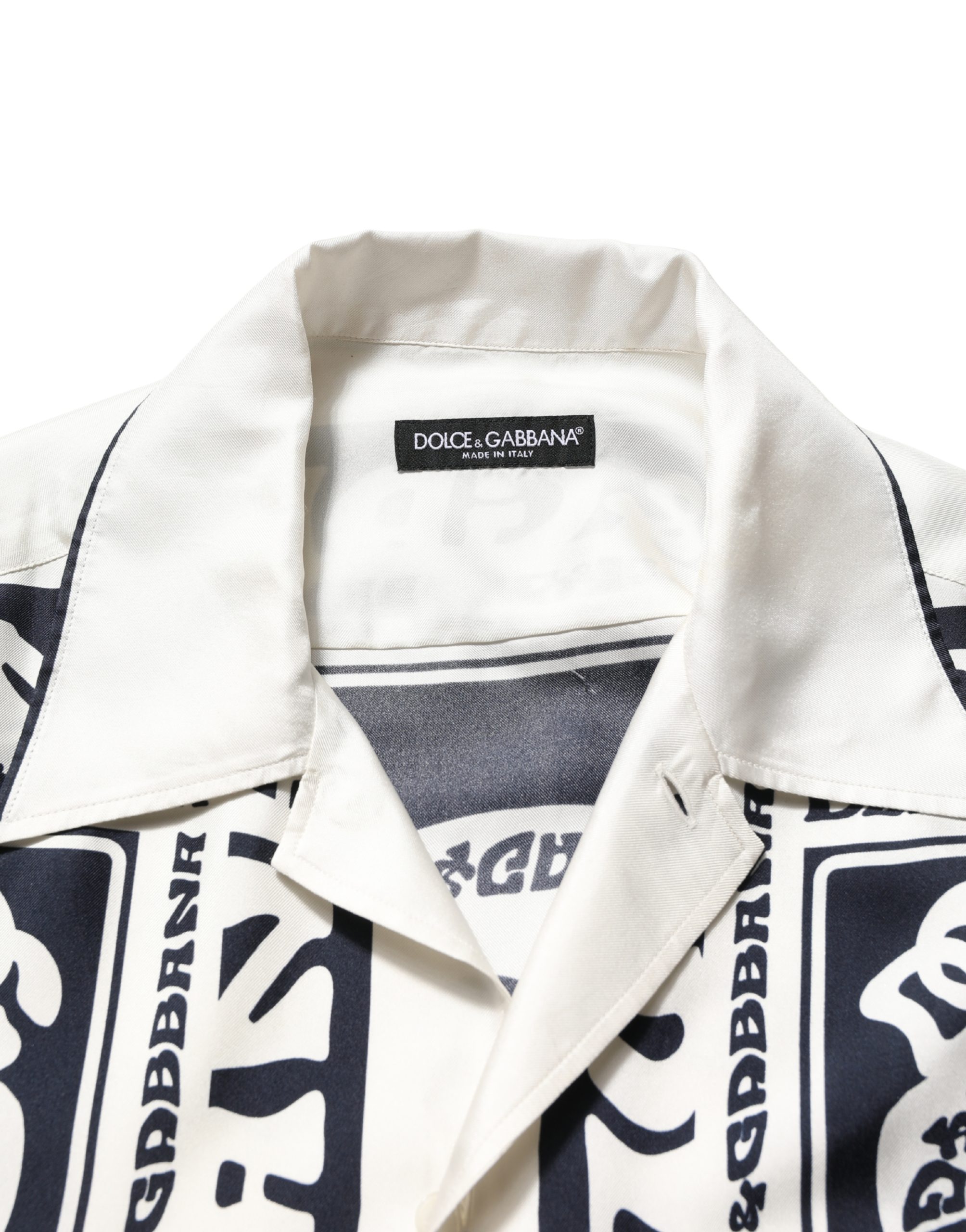 Dolce & Gabbana Black White Logo Bandana Short Sleeves Shirt - Image 6