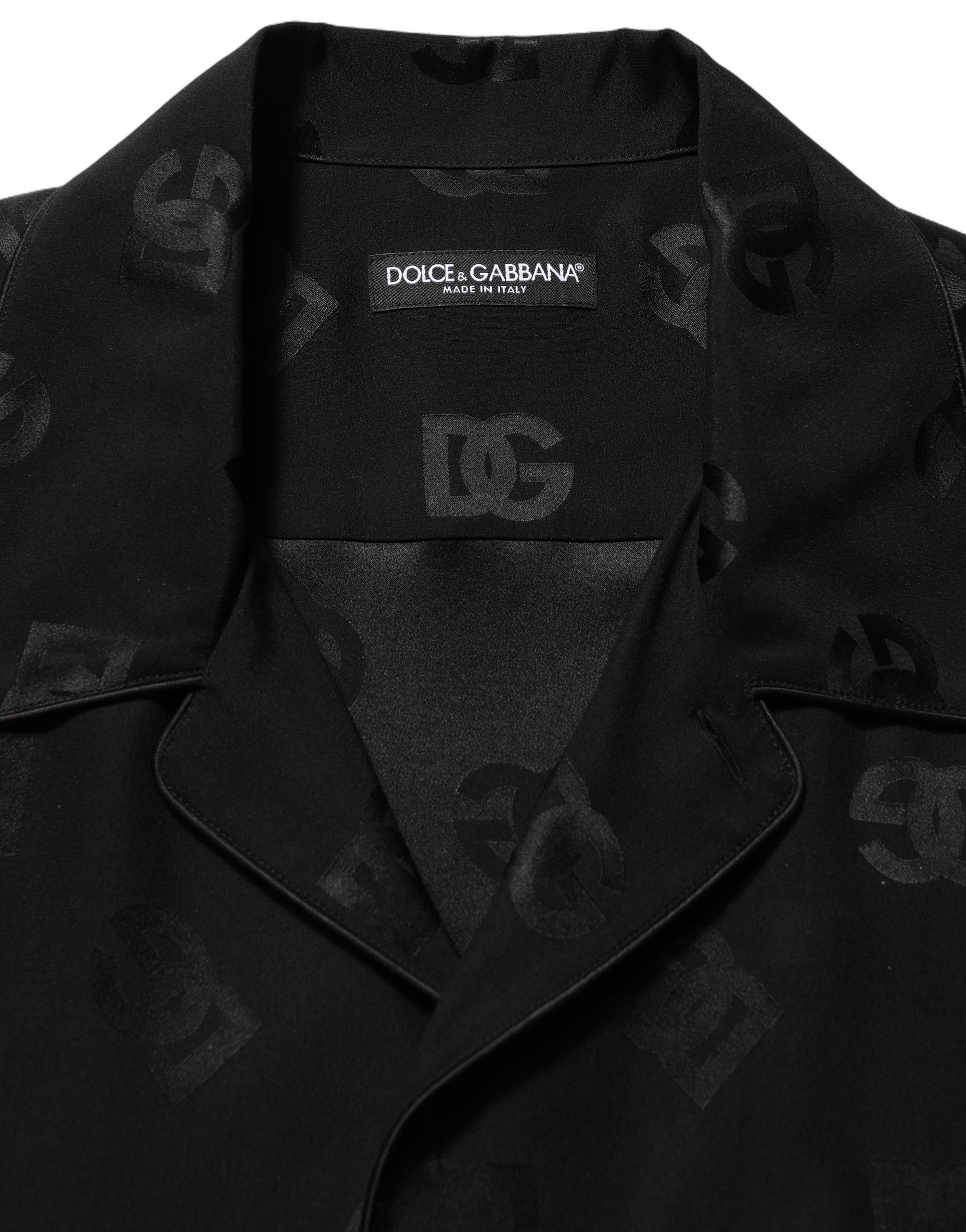 Dolce & Gabbana Black Logo Monogram Short Sleeves Men Shirt - Image 6