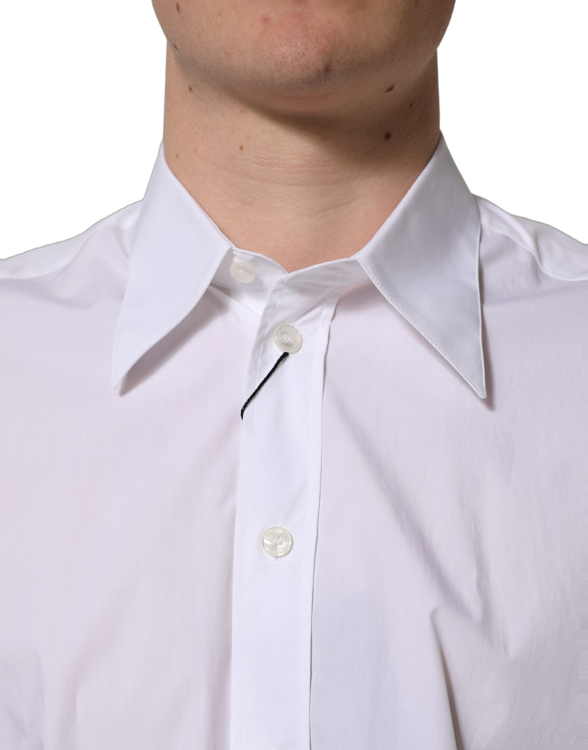 Dolce & Gabbana White Cotton Sleeveless Formal Dress Shirt - Image 5