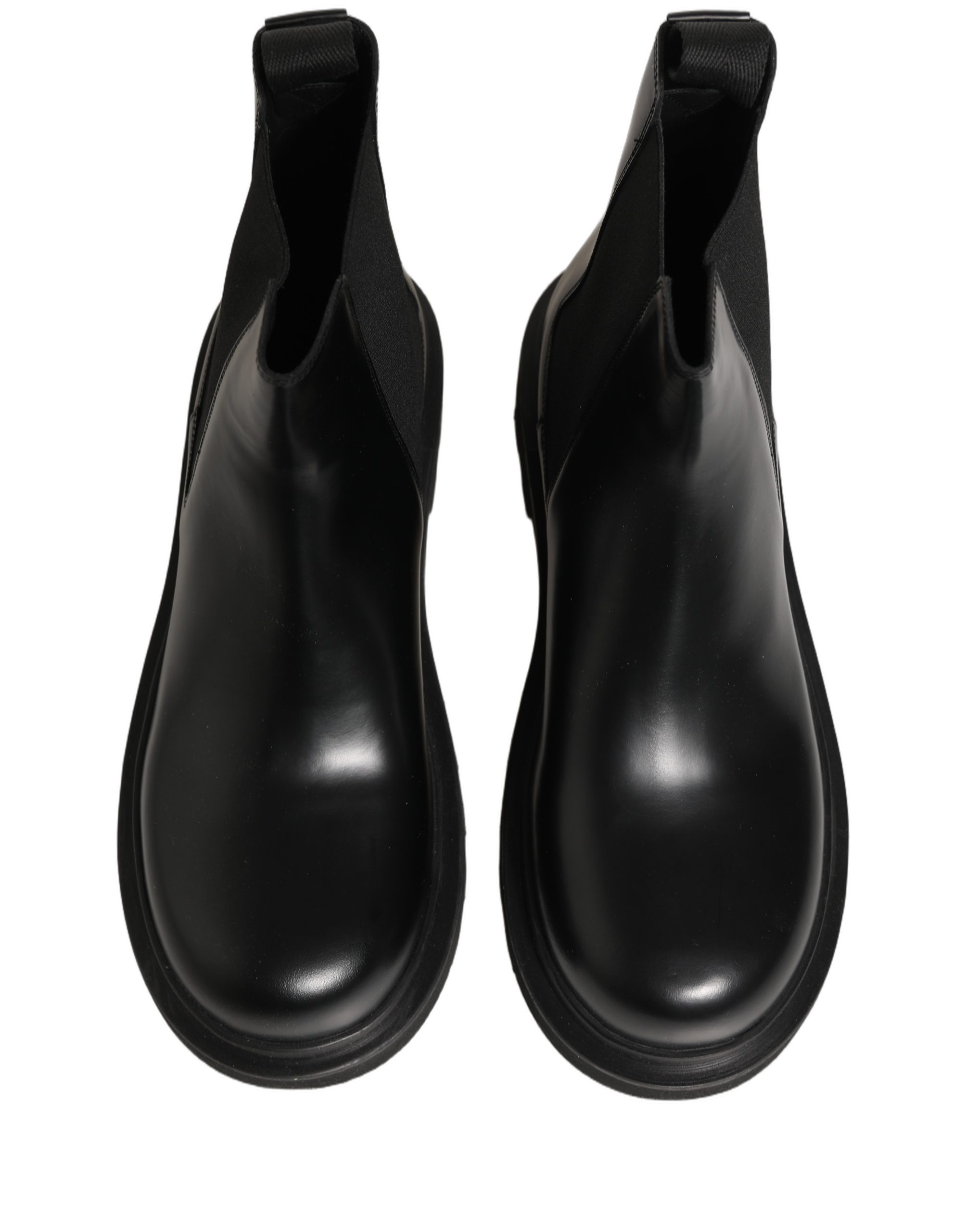 Dolce & Gabbana Black Chelsea Boots Leather Slip On Men Shoes - Image 4