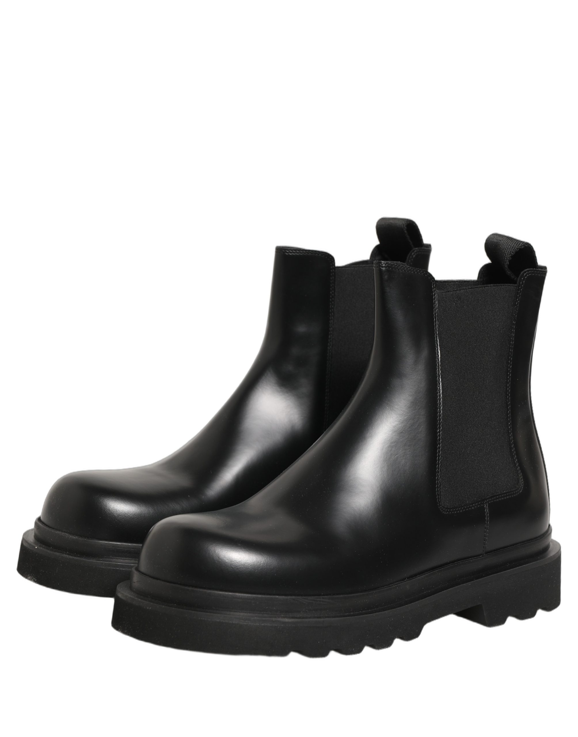 Dolce & Gabbana Black Chelsea Boots Leather Slip On Men Shoes - Image 5