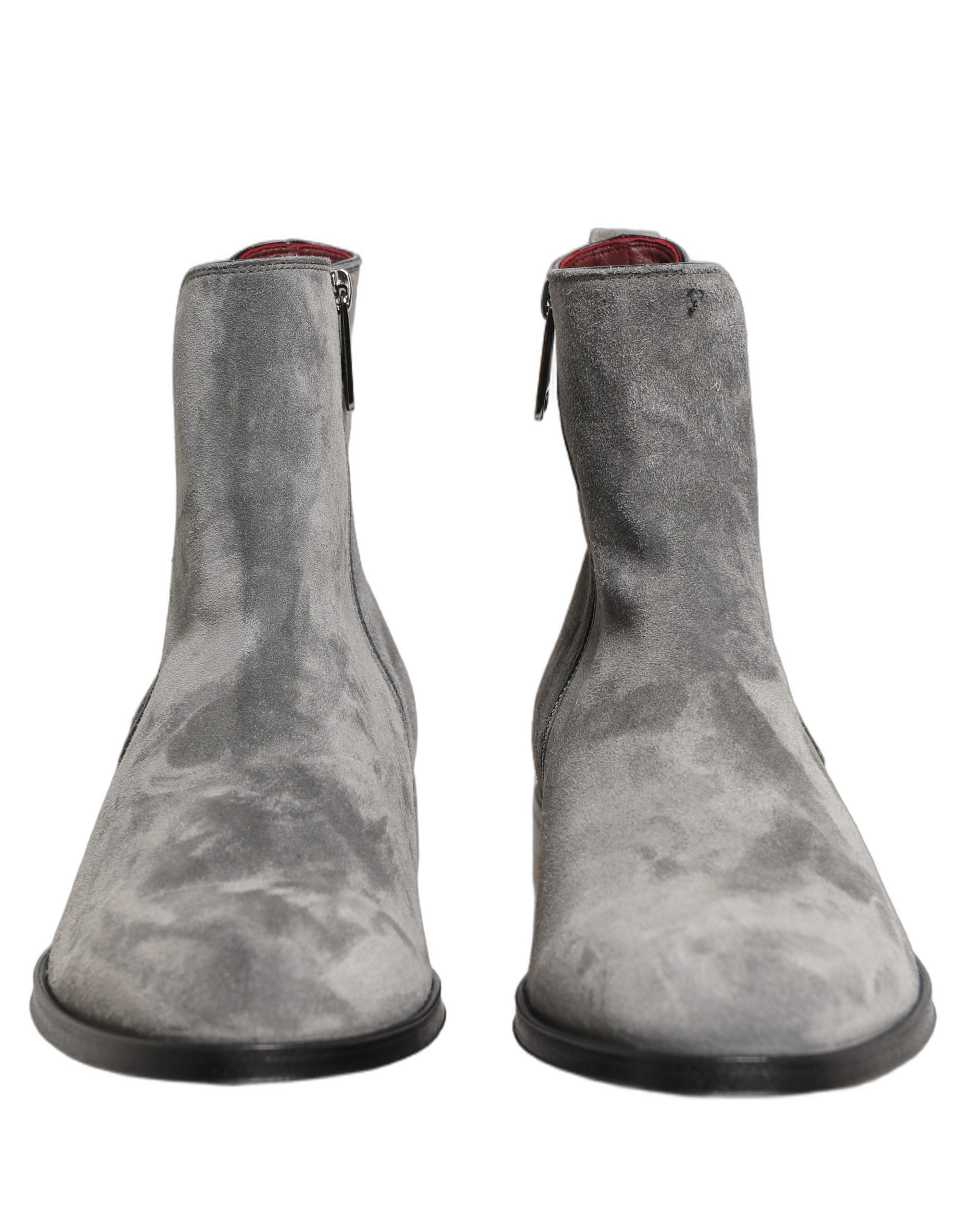Dolce & Gabbana Gray Suede Leather Chelsea Boots Shoes - Image 3