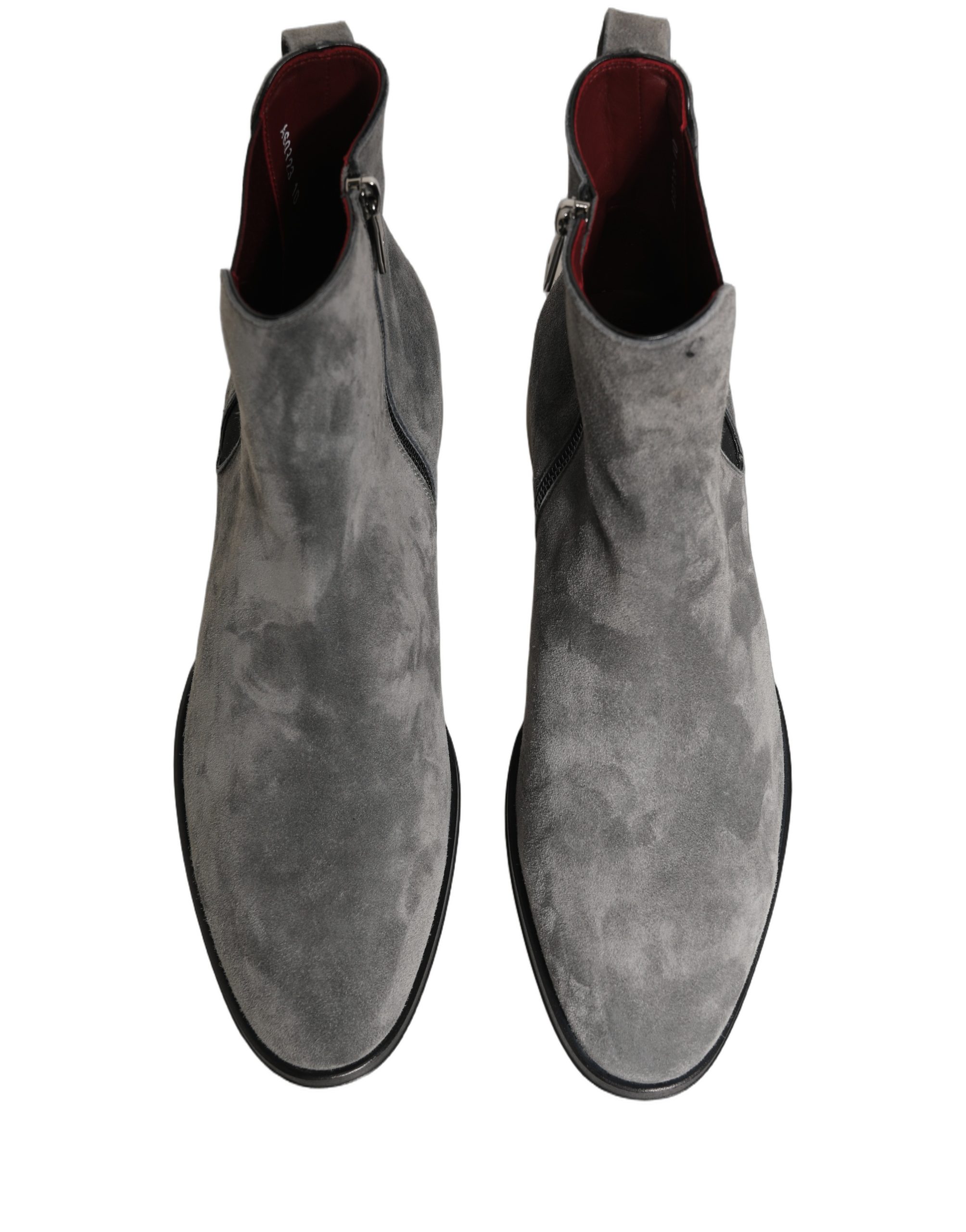 Dolce & Gabbana Gray Suede Leather Chelsea Boots Shoes - Image 4