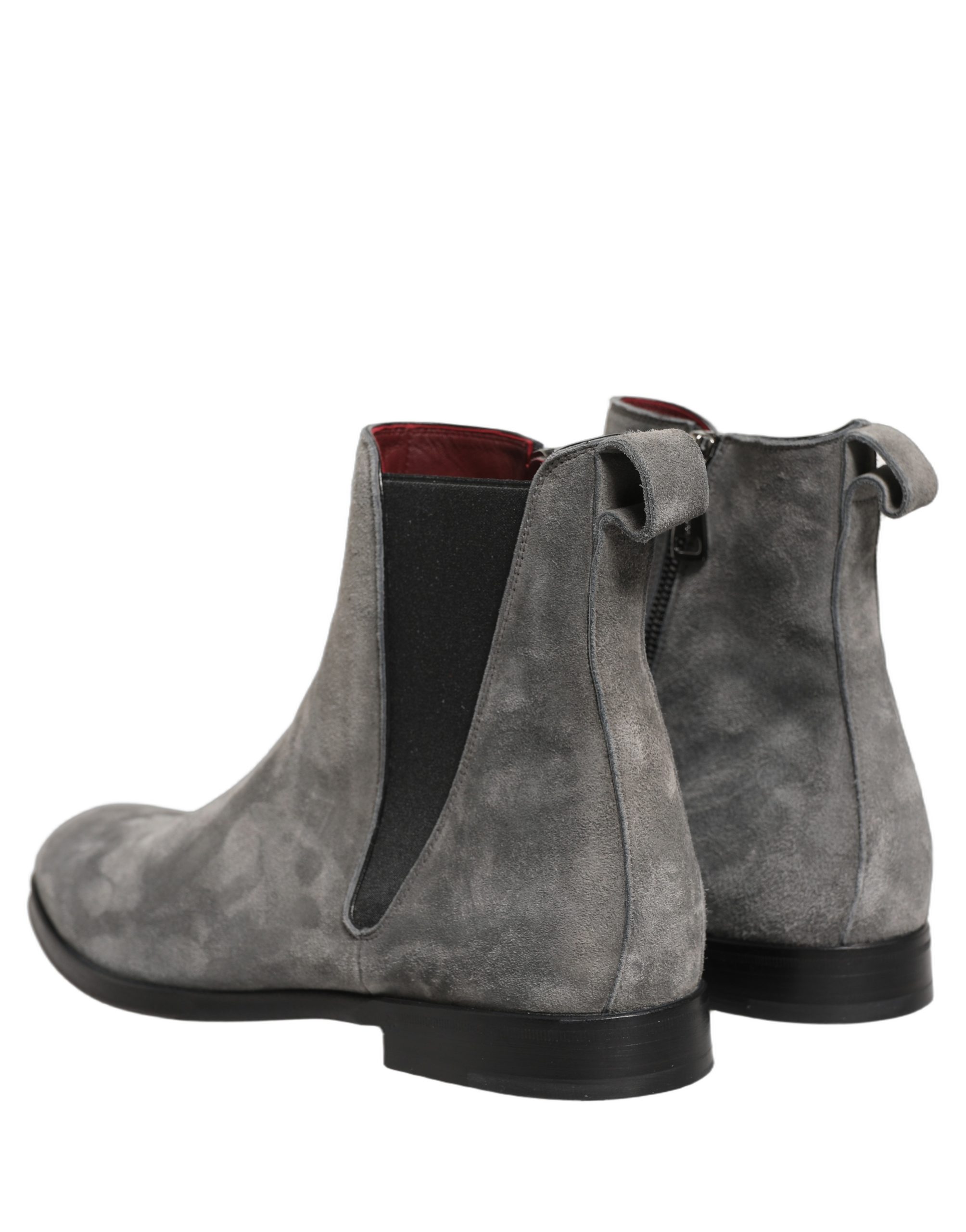 Dolce & Gabbana Gray Suede Leather Chelsea Boots Shoes - Image 6