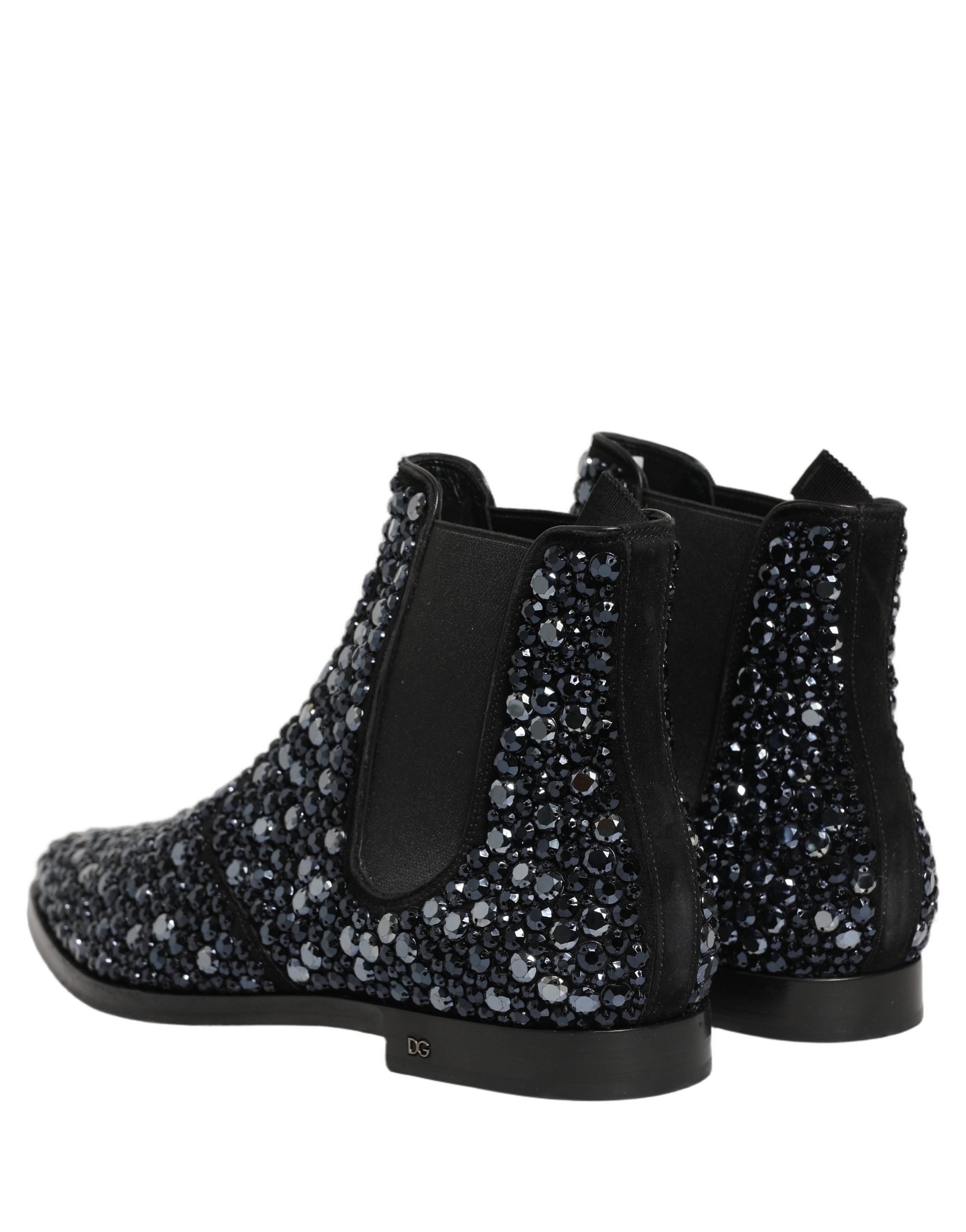 Dolce & Gabbana Black Embellished Chelsea Ankle Boots Shoes - Image 7