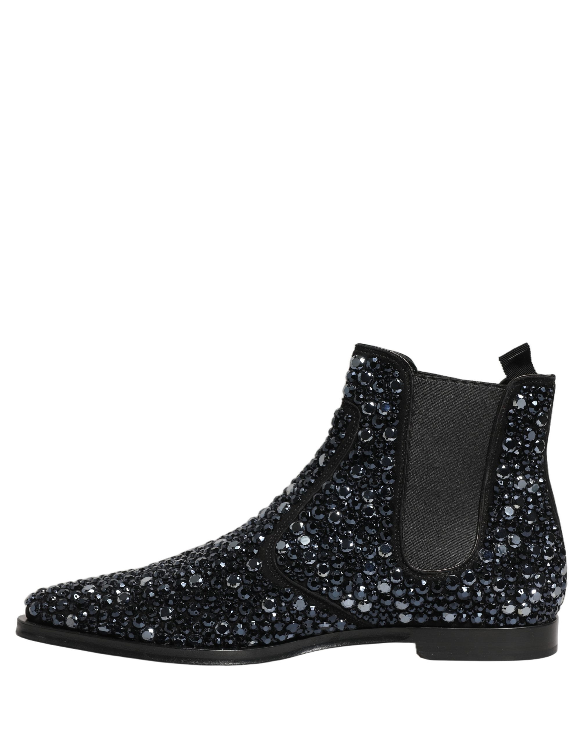 Dolce & Gabbana Black Embellished Chelsea Ankle Boots Shoes - Image 3