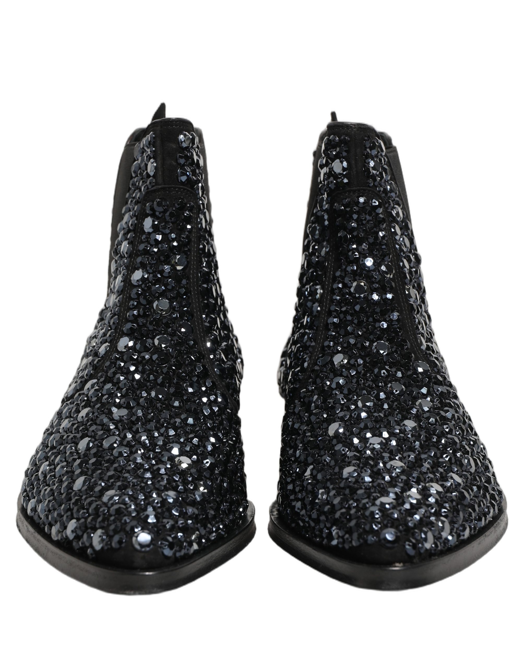 Dolce & Gabbana Black Embellished Chelsea Ankle Boots Shoes - Image 4