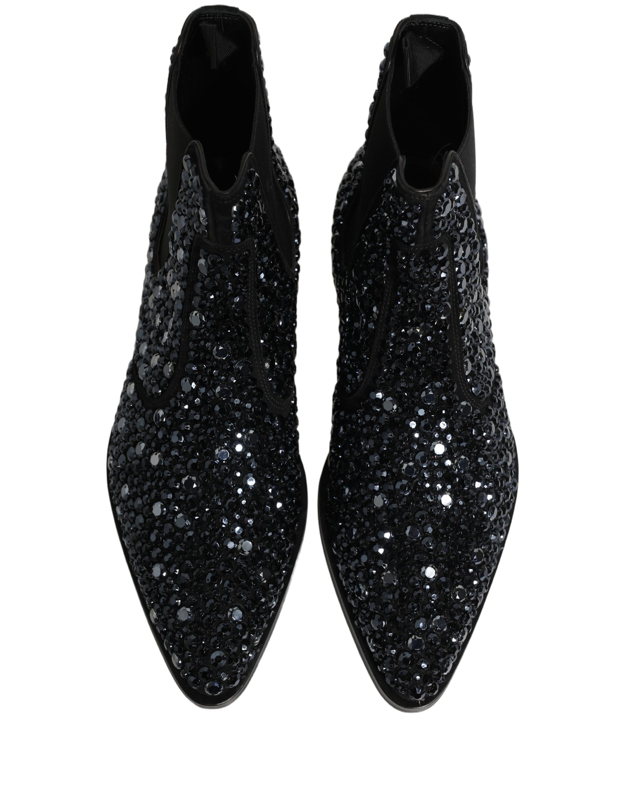 Dolce & Gabbana Black Embellished Chelsea Ankle Boots Shoes - Image 5