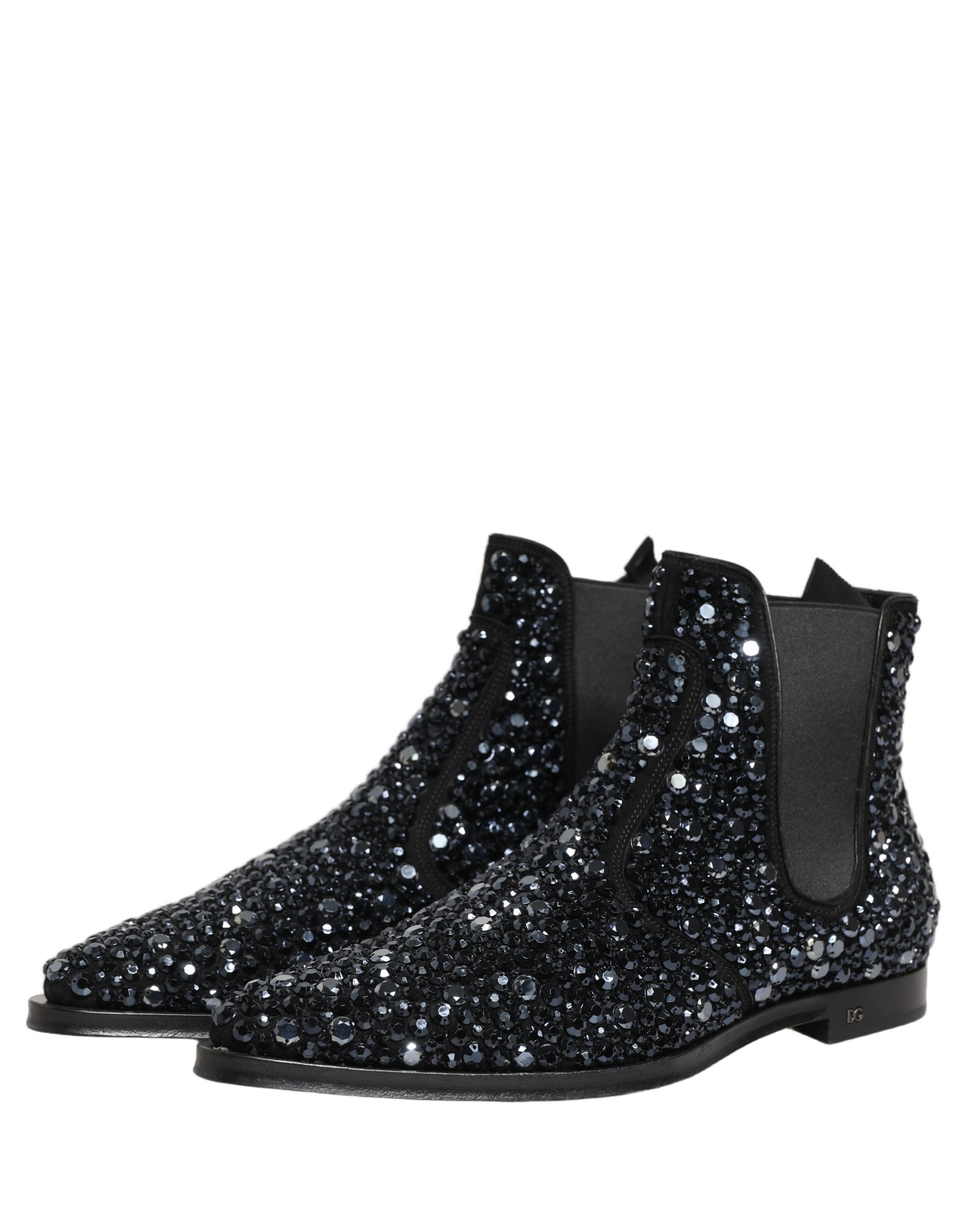 Dolce & Gabbana Black Embellished Chelsea Ankle Boots Shoes - Image 6