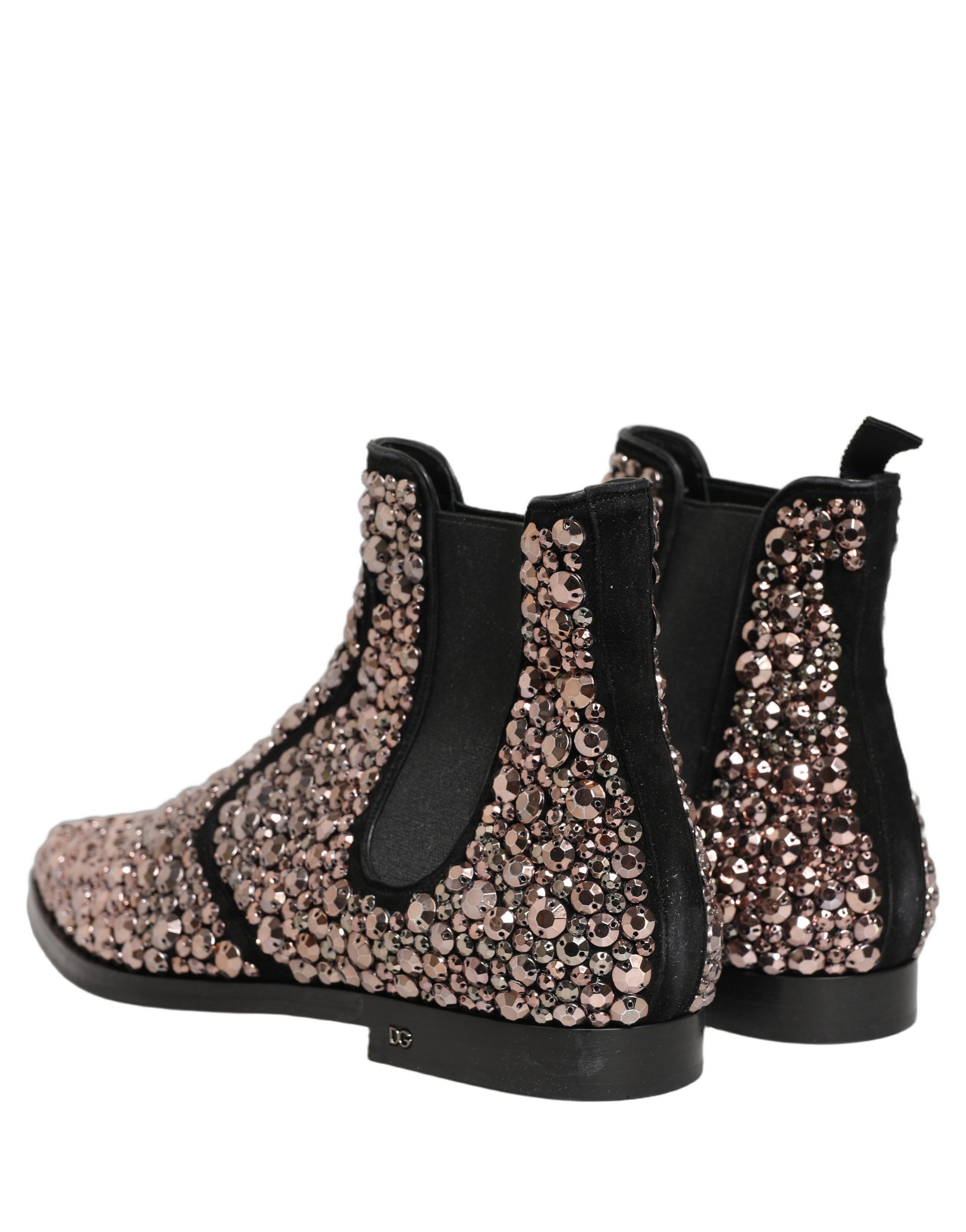 Dolce & Gabbana Silver Embellished Chelsea Ankle Boots Shoes - Image 6