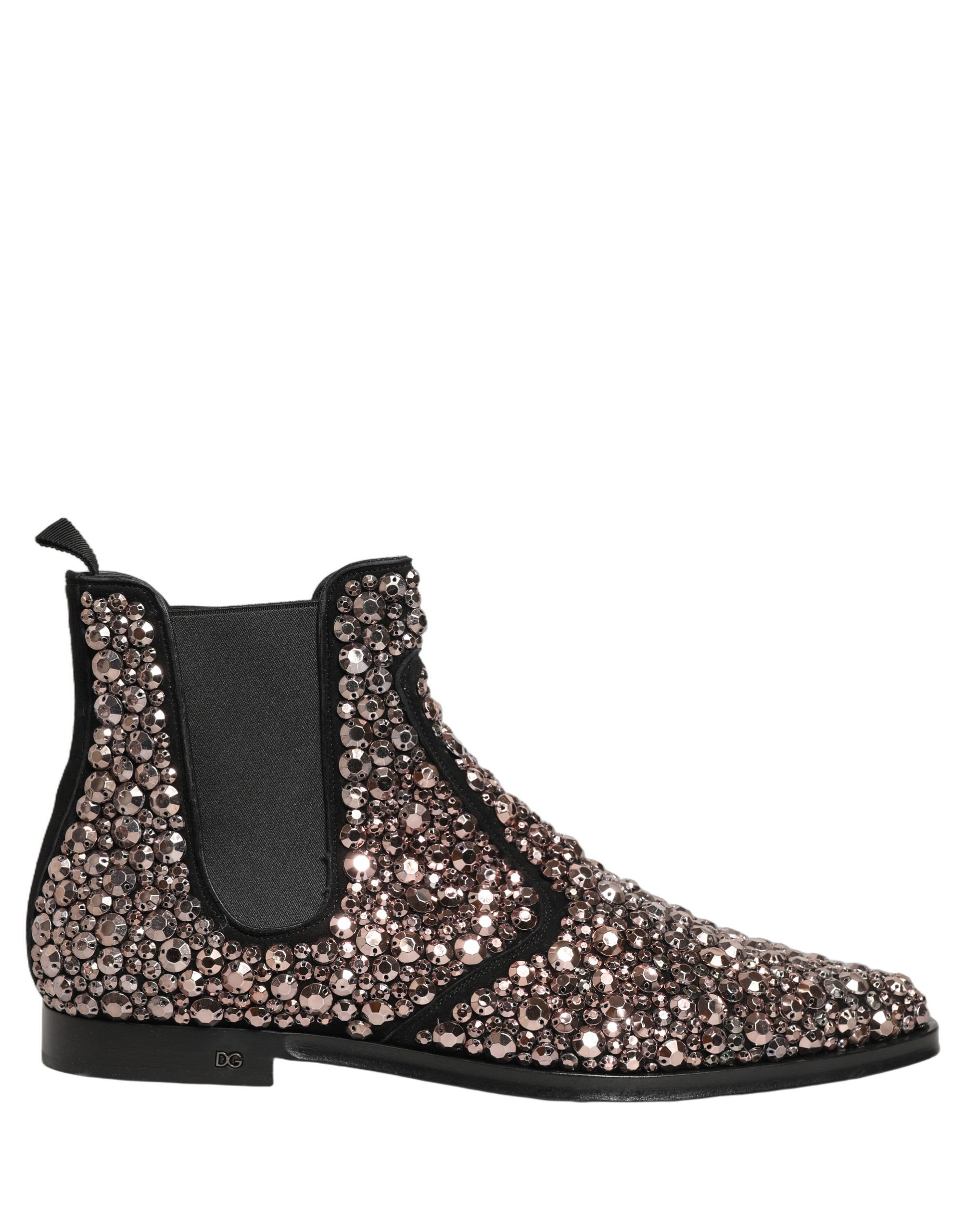 Dolce & Gabbana Silver Embellished Chelsea Ankle Boots Shoes - Image 2