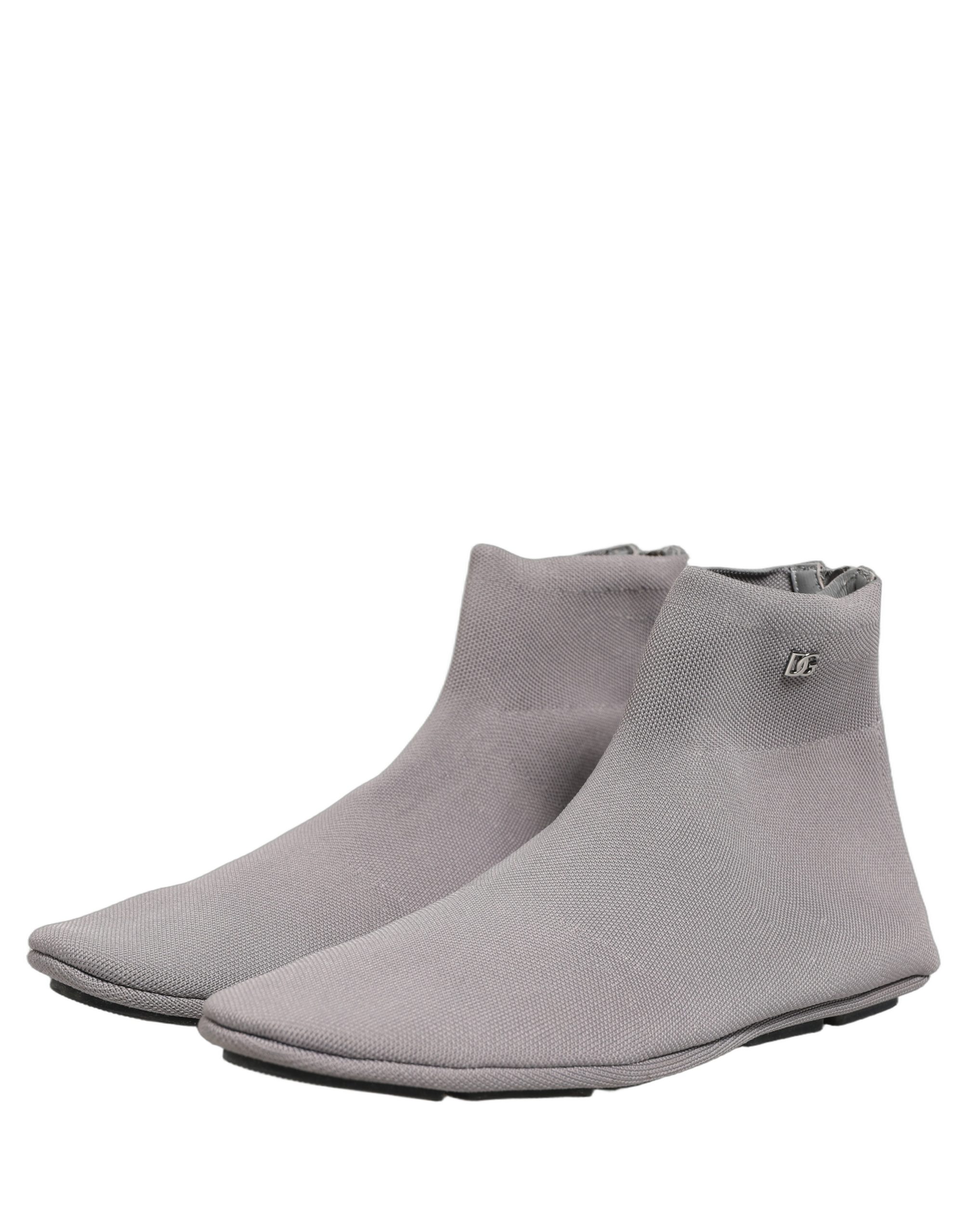 Dolce & Gabbana Gray Stretch Mesh Men Ankle Boots Shoes - Image 5