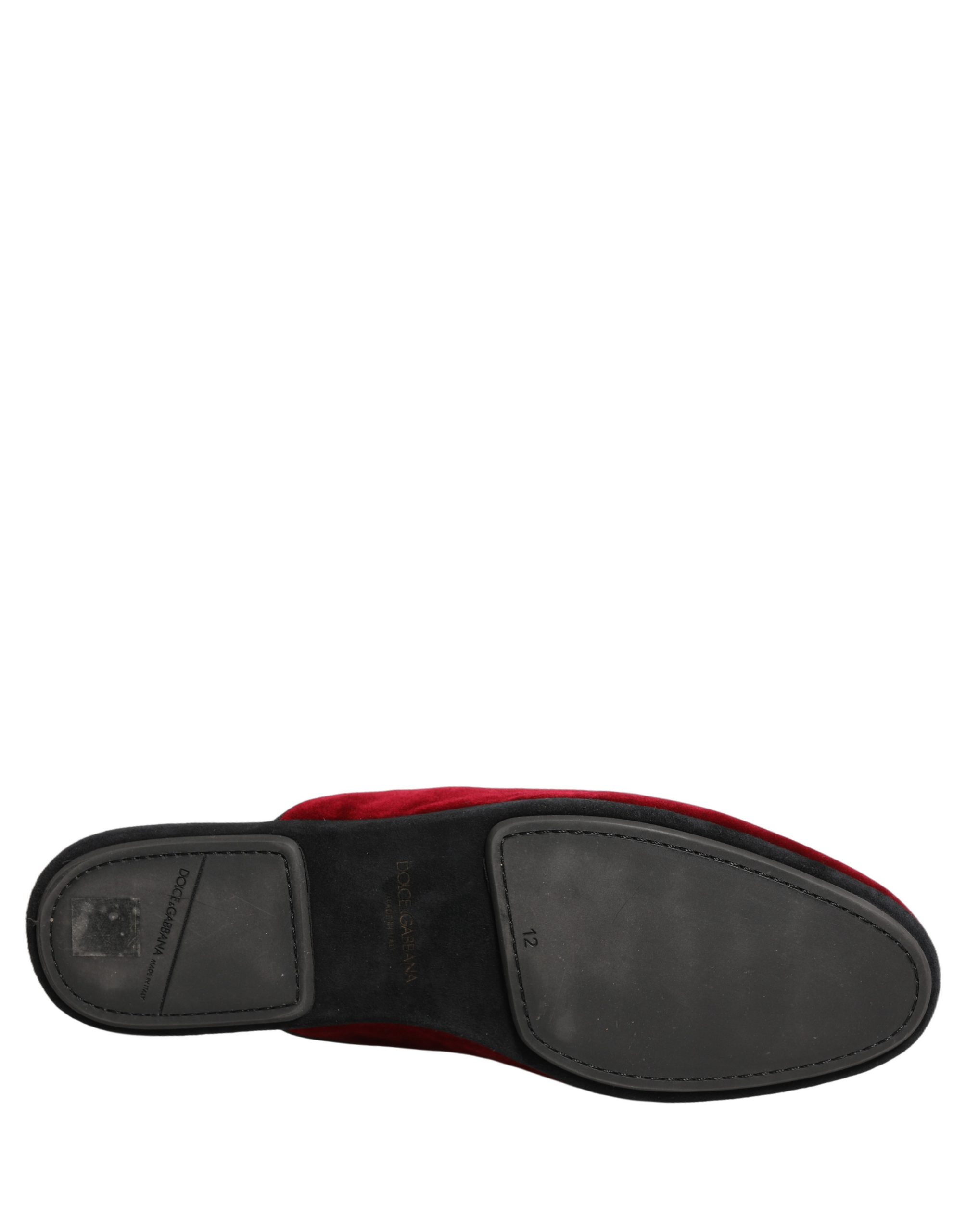 Dolce & Gabbana Red Suede Slides Flat Slipper Men Shoes - Image 8