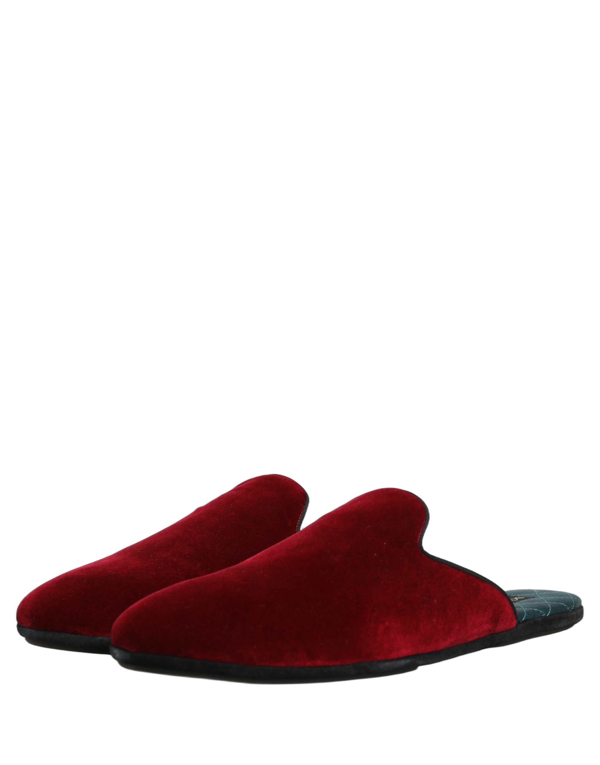 Dolce & Gabbana Red Suede Slides Flat Slipper Men Shoes - Image 5