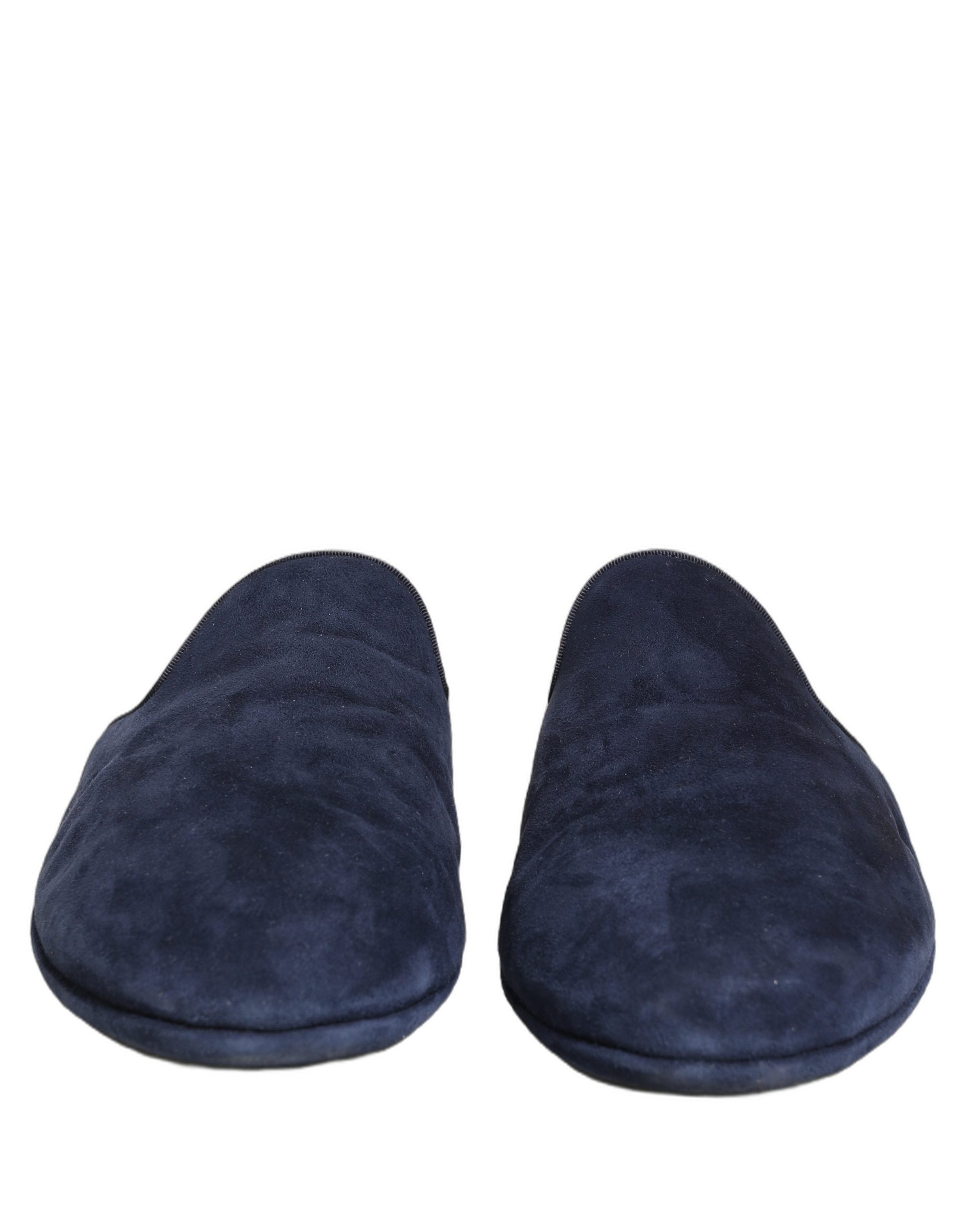 Dolce & Gabbana Blue Suede Slides Flat Slipper Men Shoes - Image 3
