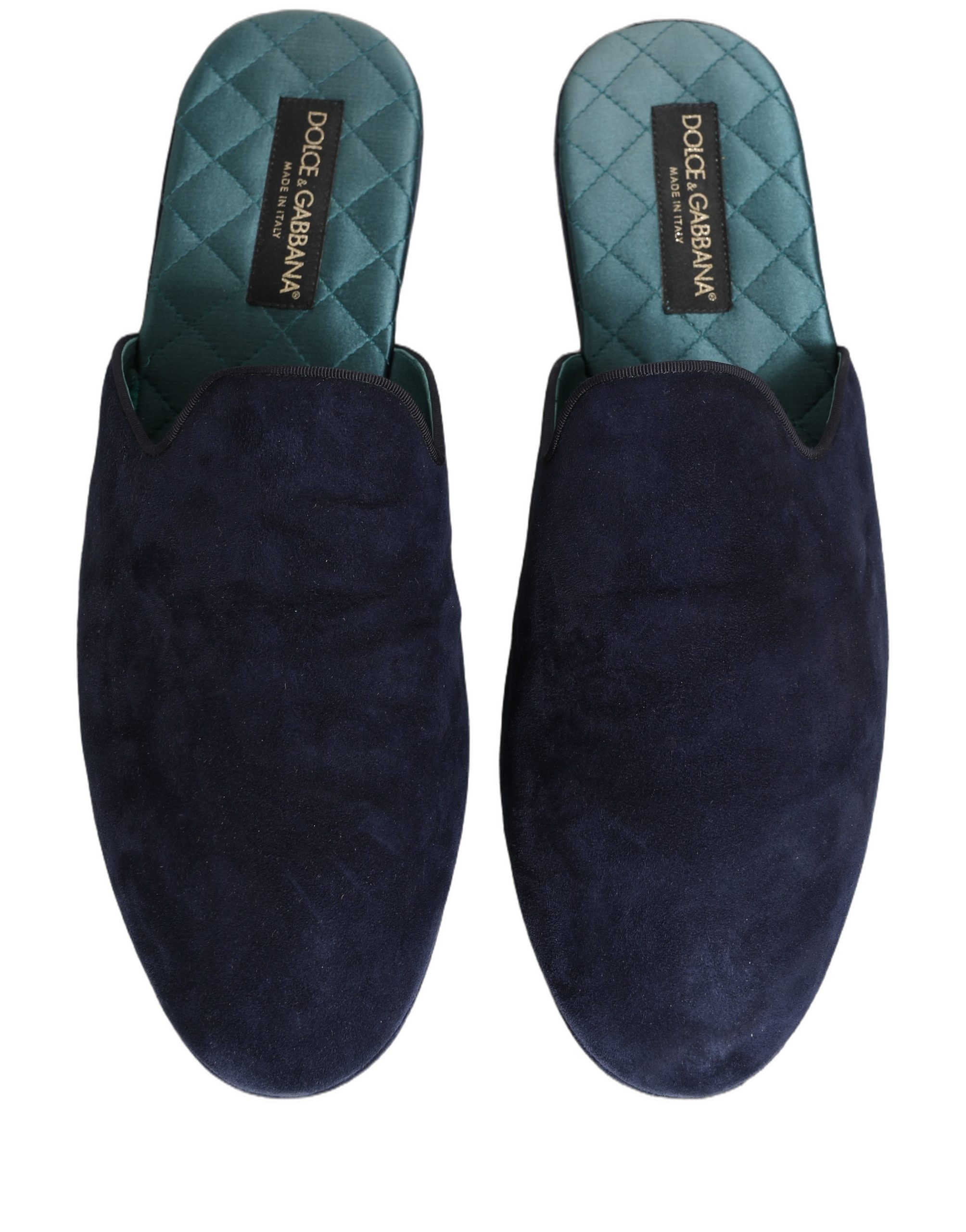 Dolce & Gabbana Blue Suede Slides Flat Slipper Men Shoes - Image 4