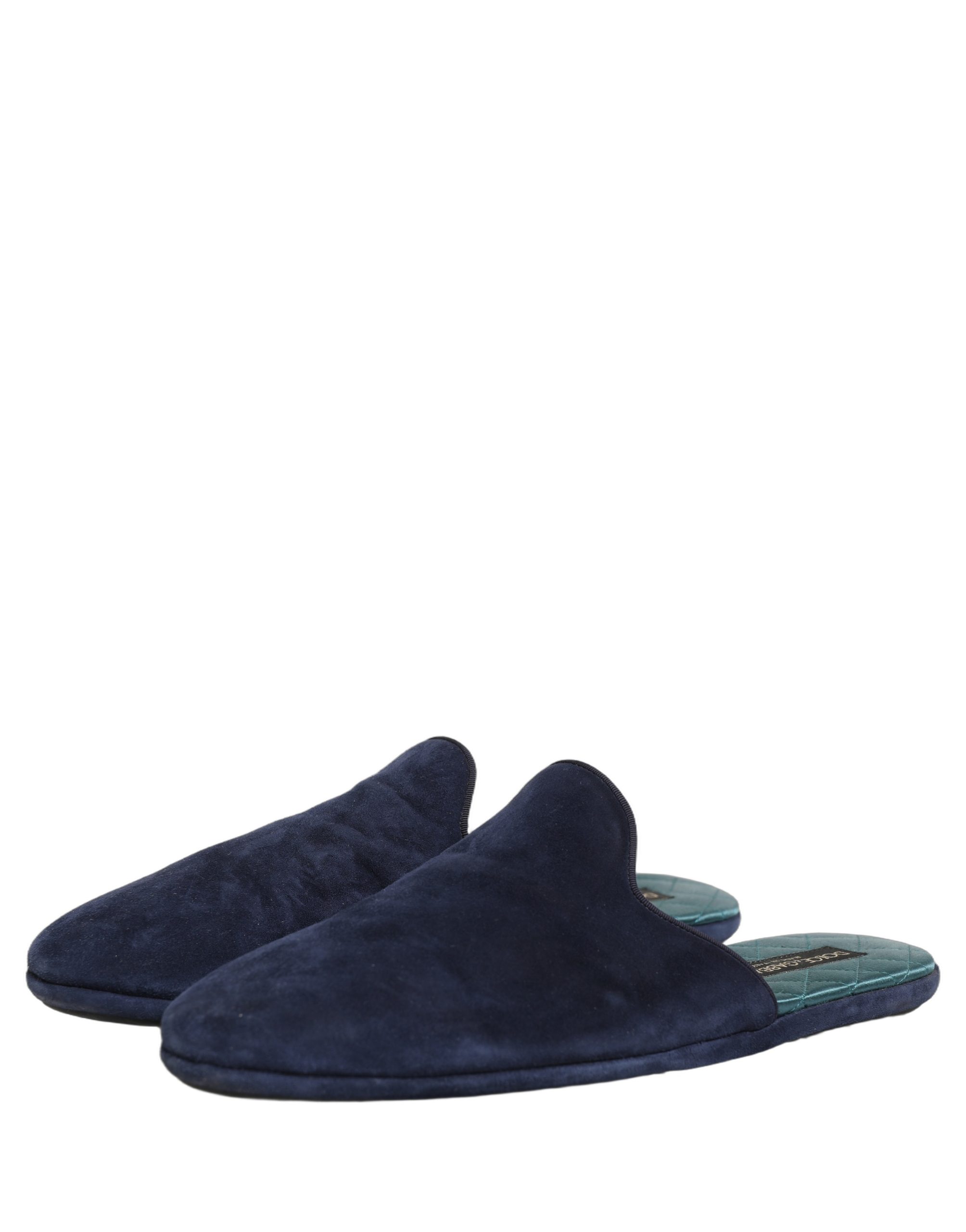 Dolce & Gabbana Blue Suede Slides Flat Slipper Men Shoes - Image 5