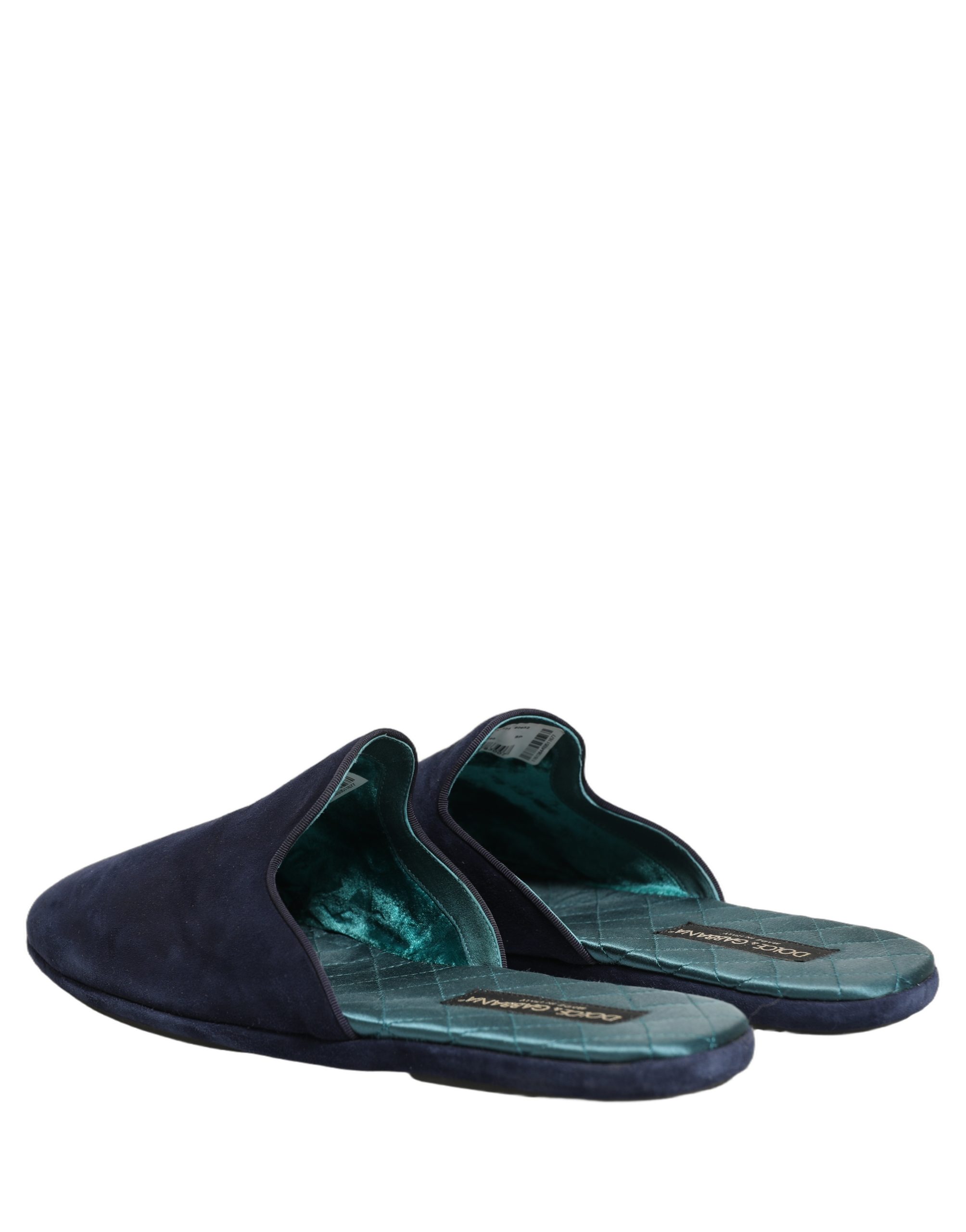 Dolce & Gabbana Blue Suede Slides Flat Slipper Men Shoes - Image 6