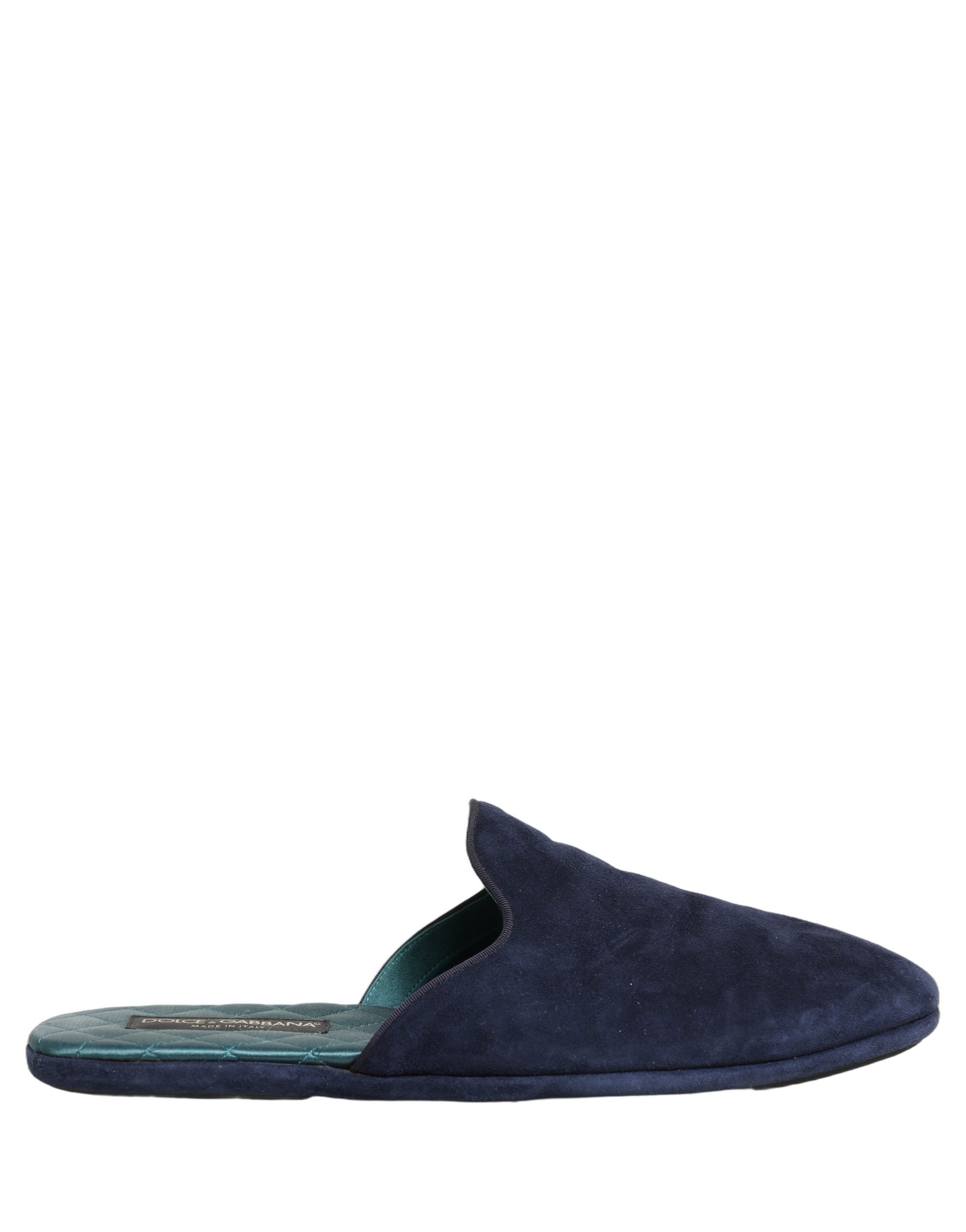 Dolce & Gabbana Blue Suede Slides Flat Slipper Men Shoes - Image 2