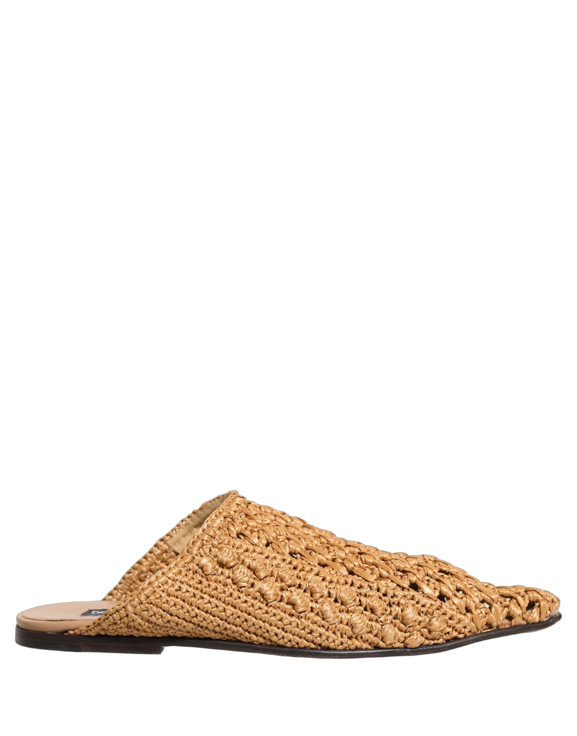 Dolce & Gabbana Beige Woven Straw Slides Sandals Flats Shoes - Image 2