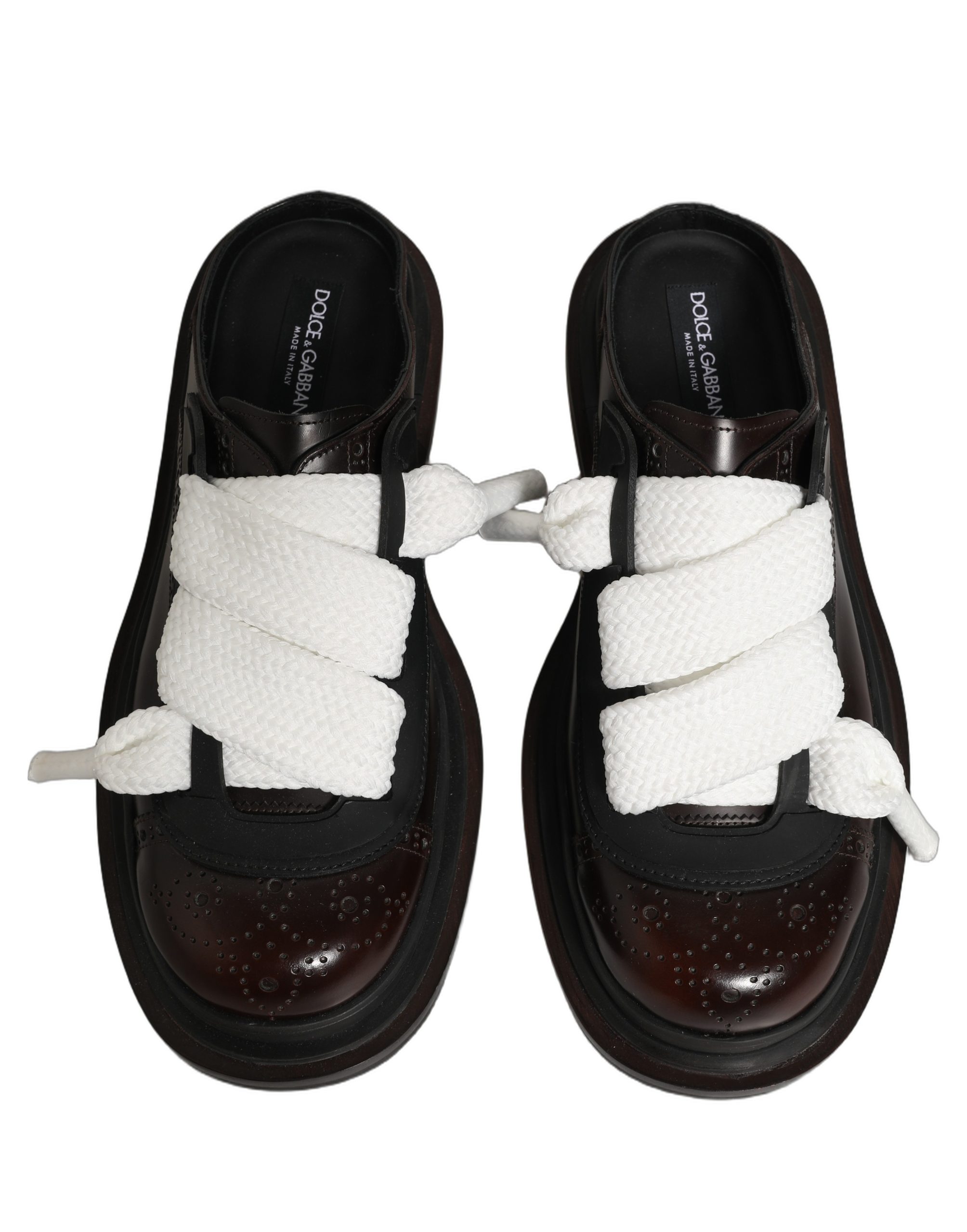 Dolce & Gabbana Brown Leather Slip On Flat Sandals Men Shoes - Image 4