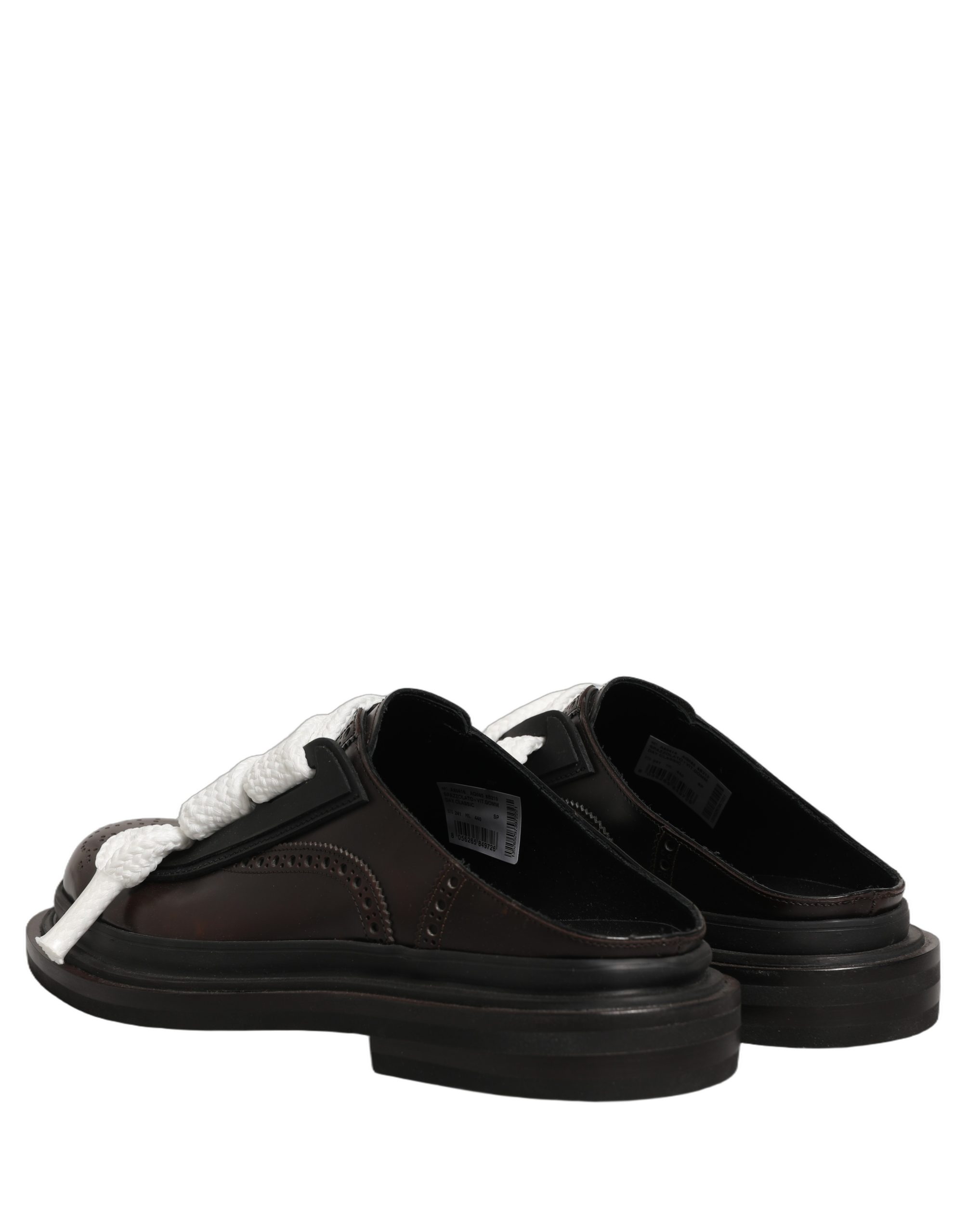 Dolce & Gabbana Brown Leather Slip On Flat Sandals Men Shoes - Image 6