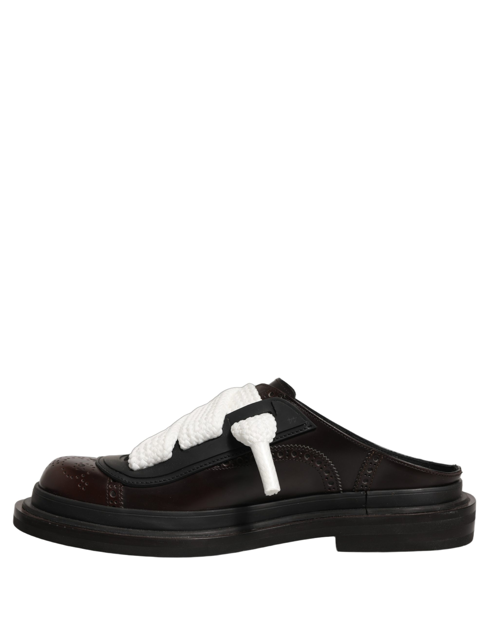 Dolce & Gabbana Brown Leather Slip On Flat Sandals Men Shoes - Image 7