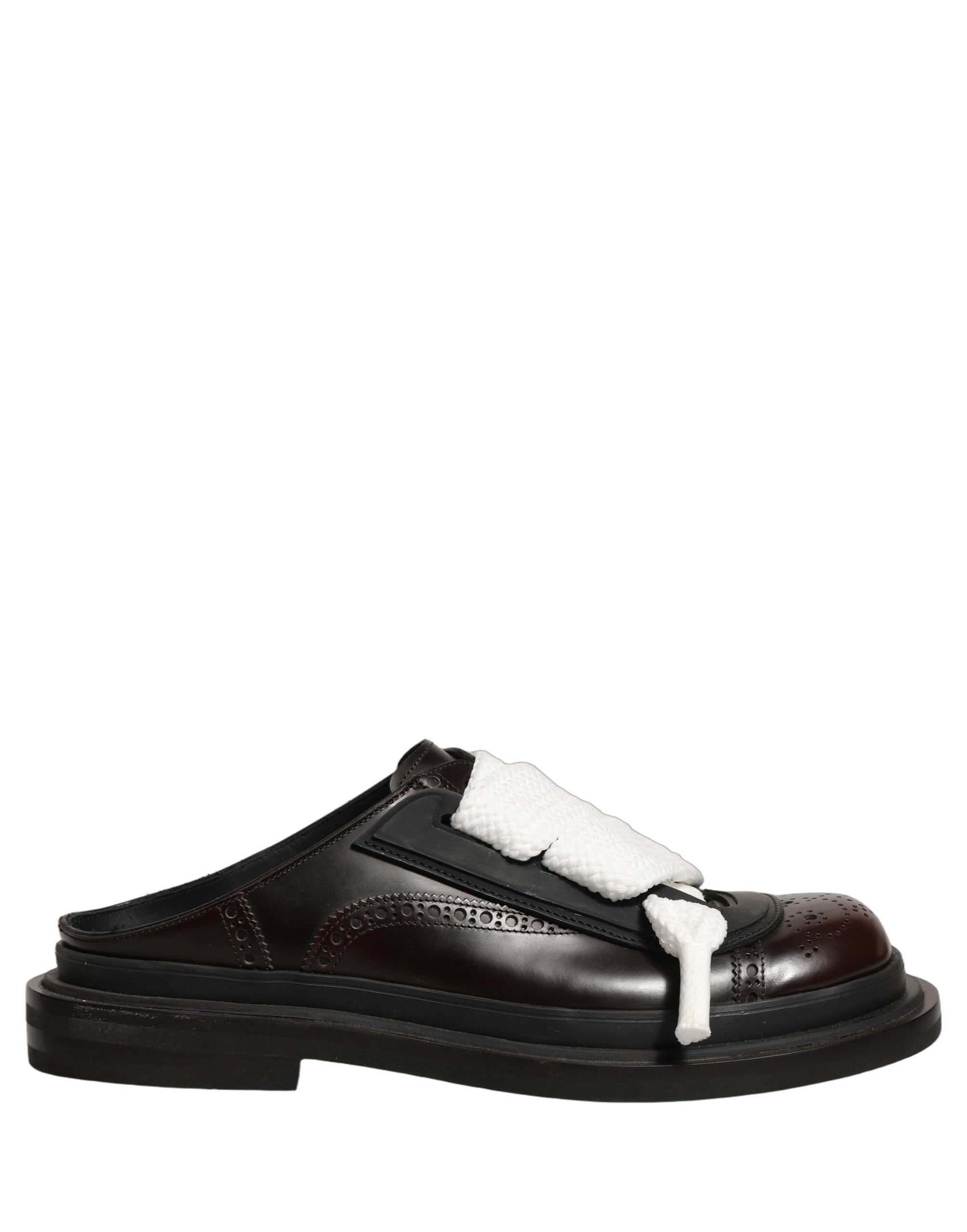 Dolce & Gabbana Brown Leather Slip On Flat Sandals Men Shoes - Image 2