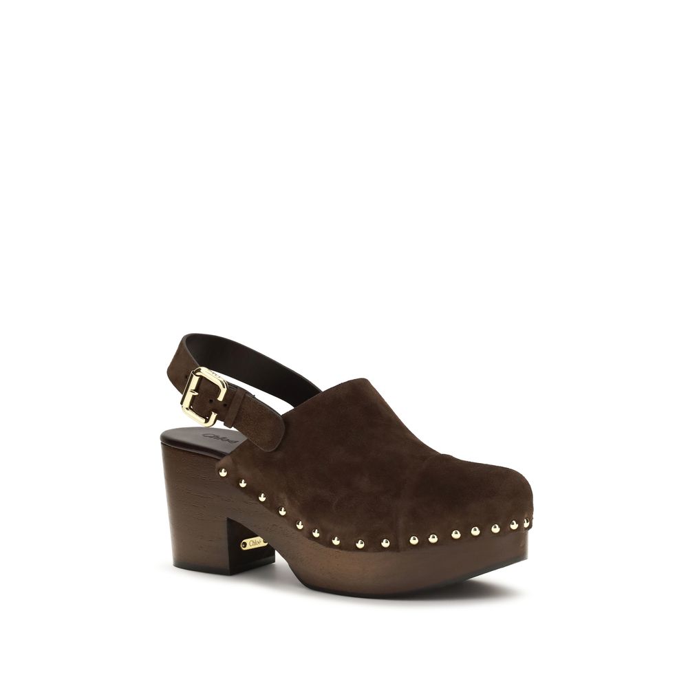 ChloƩ Brown Calf Leather Bos Taurus Clogs - Image 2