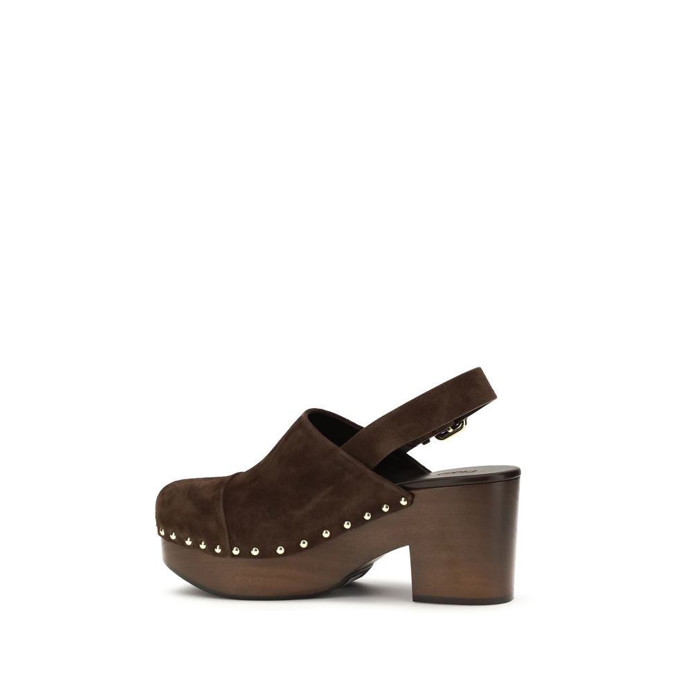 ChloƩ Brown Calf Leather Bos Taurus Clogs - Image 3