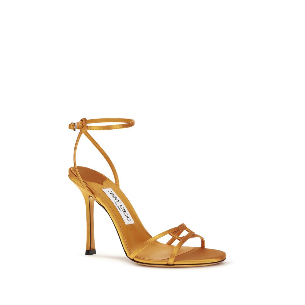 Jimmy Choo Orange Silk Stiletto Heel Sandals - Image 2