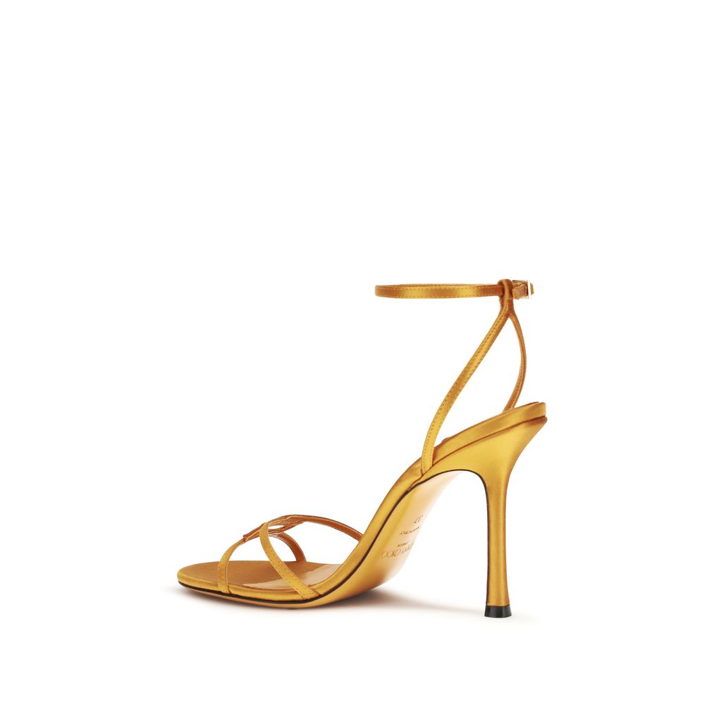 Jimmy Choo Orange Silk Stiletto Heel Sandals - Image 3