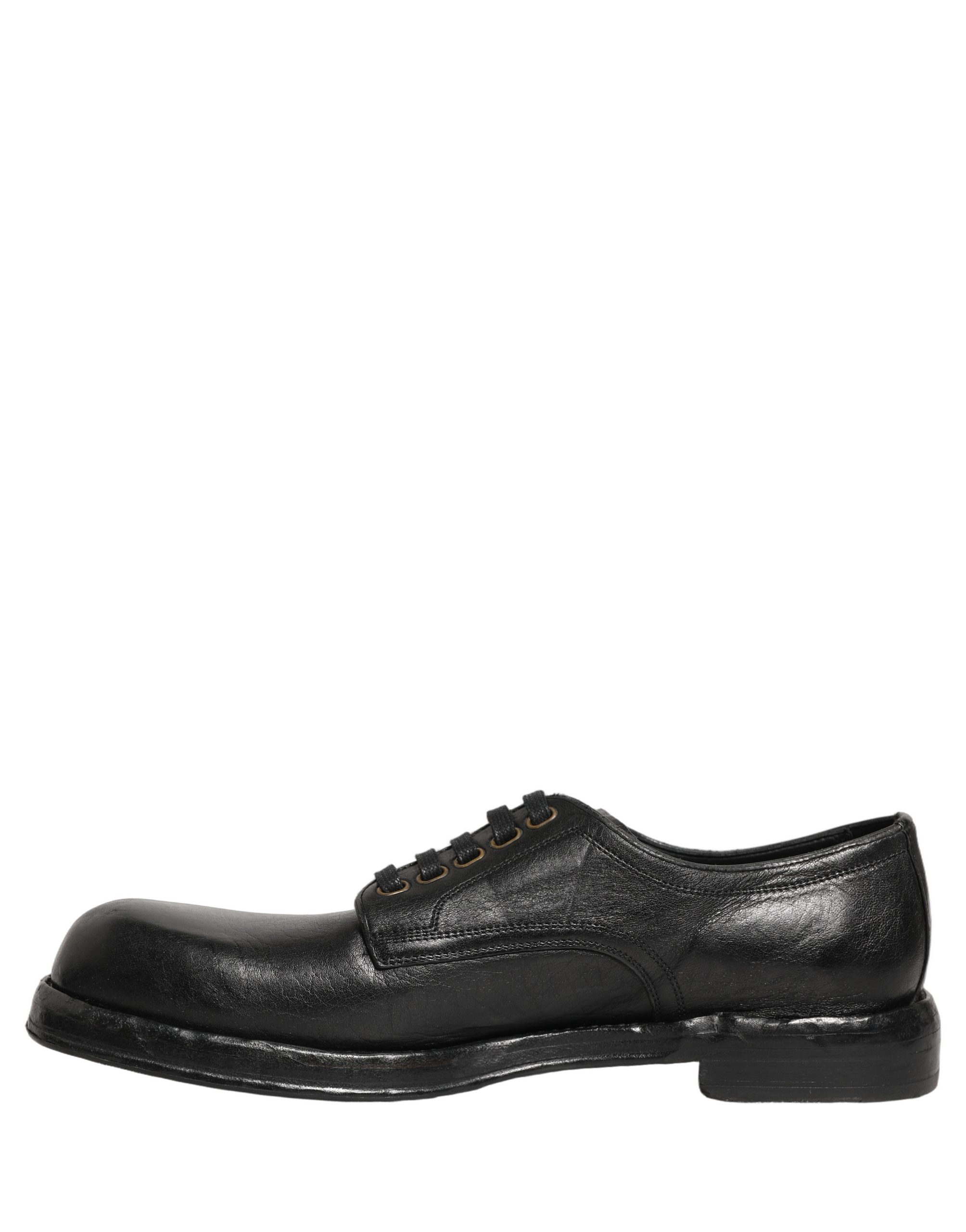 Dolce & Gabbana Black Leather Lace Up Derby Dress Men Shoes - Image 3