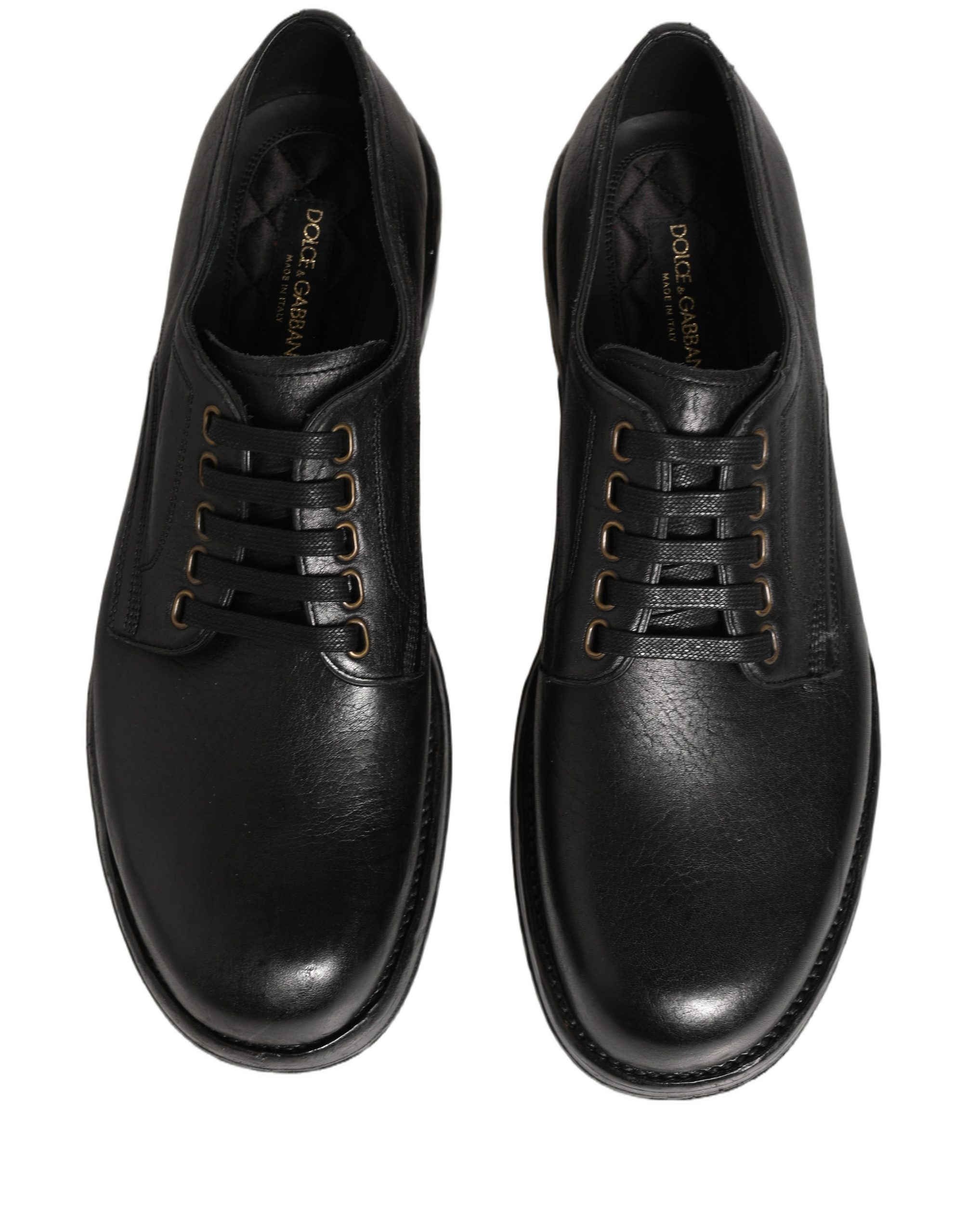 Dolce & Gabbana Black Leather Lace Up Derby Dress Men Shoes - Image 4