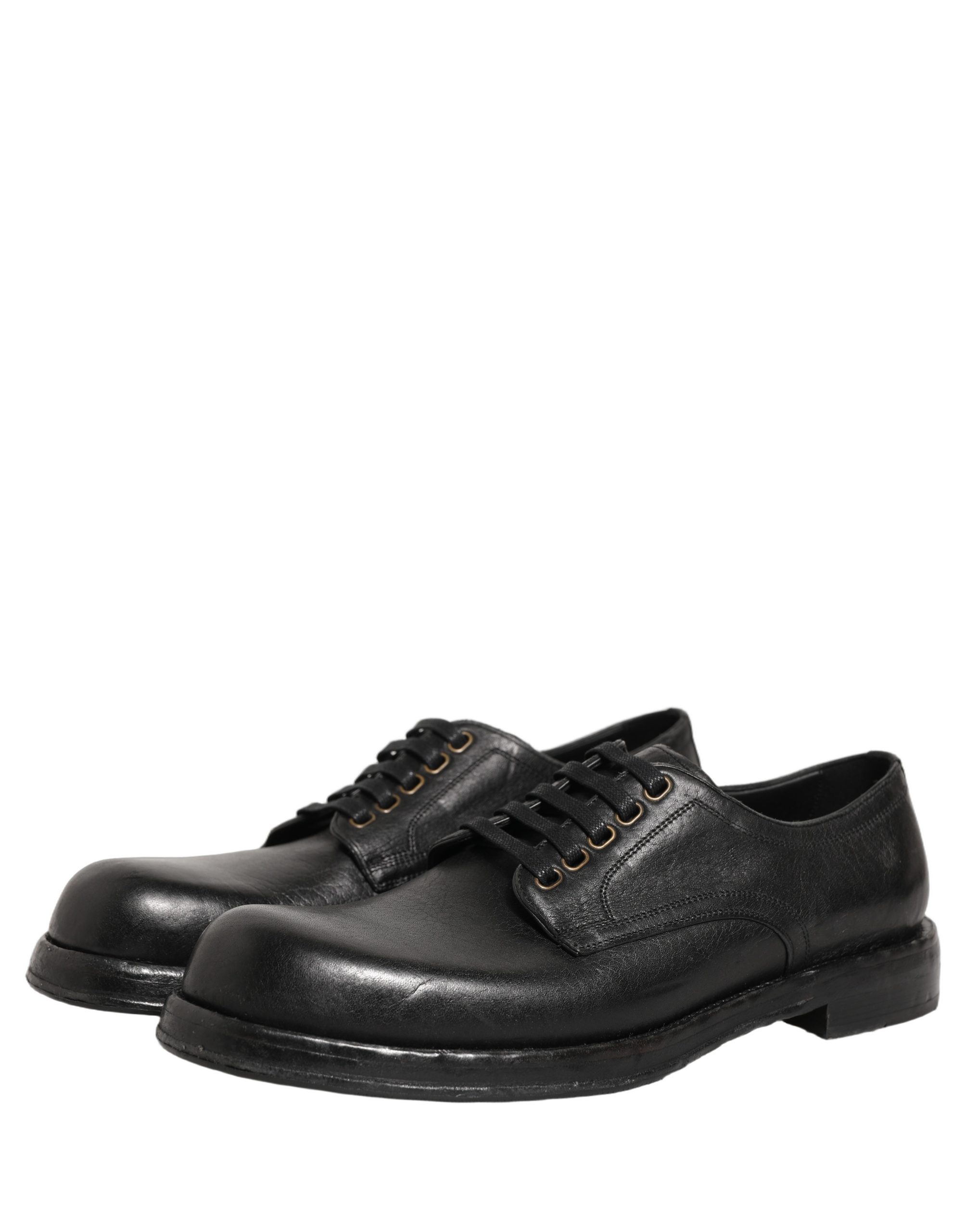 Dolce & Gabbana Black Leather Lace Up Derby Dress Men Shoes - Image 6
