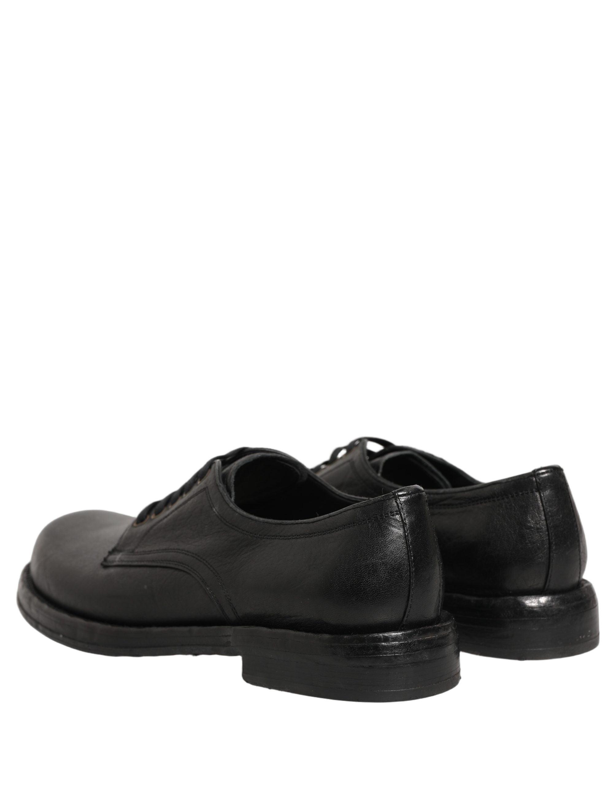 Dolce & Gabbana Black Leather Lace Up Derby Dress Men Shoes - Image 7