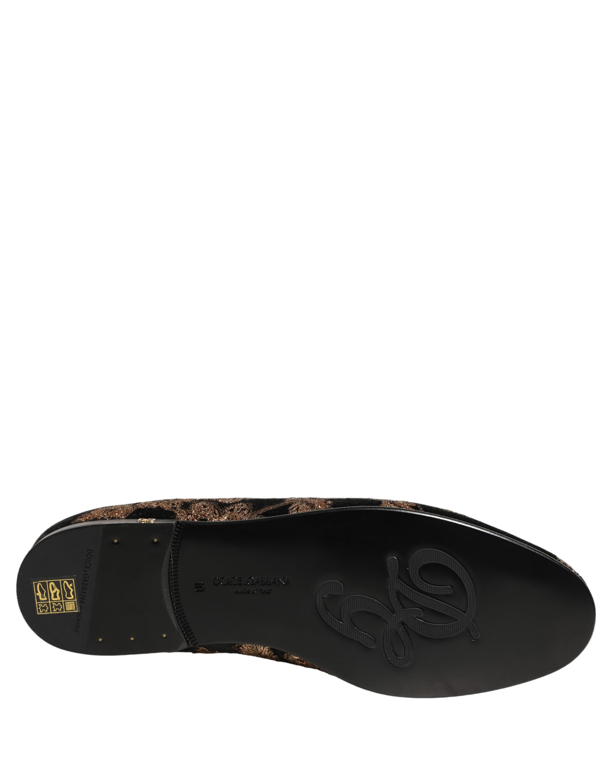 Dolce & Gabbana Black Floral Jacquard Dress Loafers Shoes - Image 8