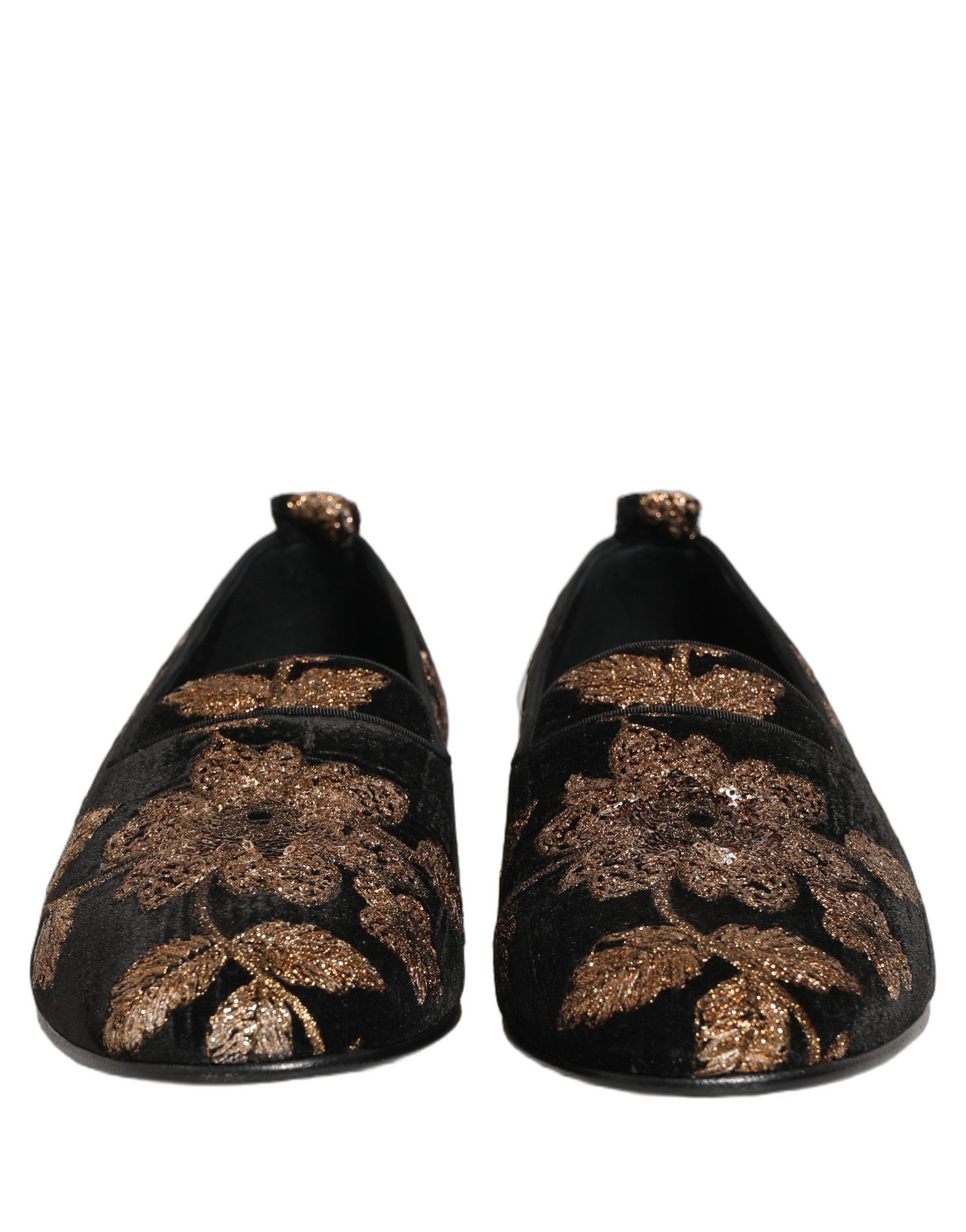 Dolce & Gabbana Black Floral Jacquard Dress Loafers Shoes - Image 3