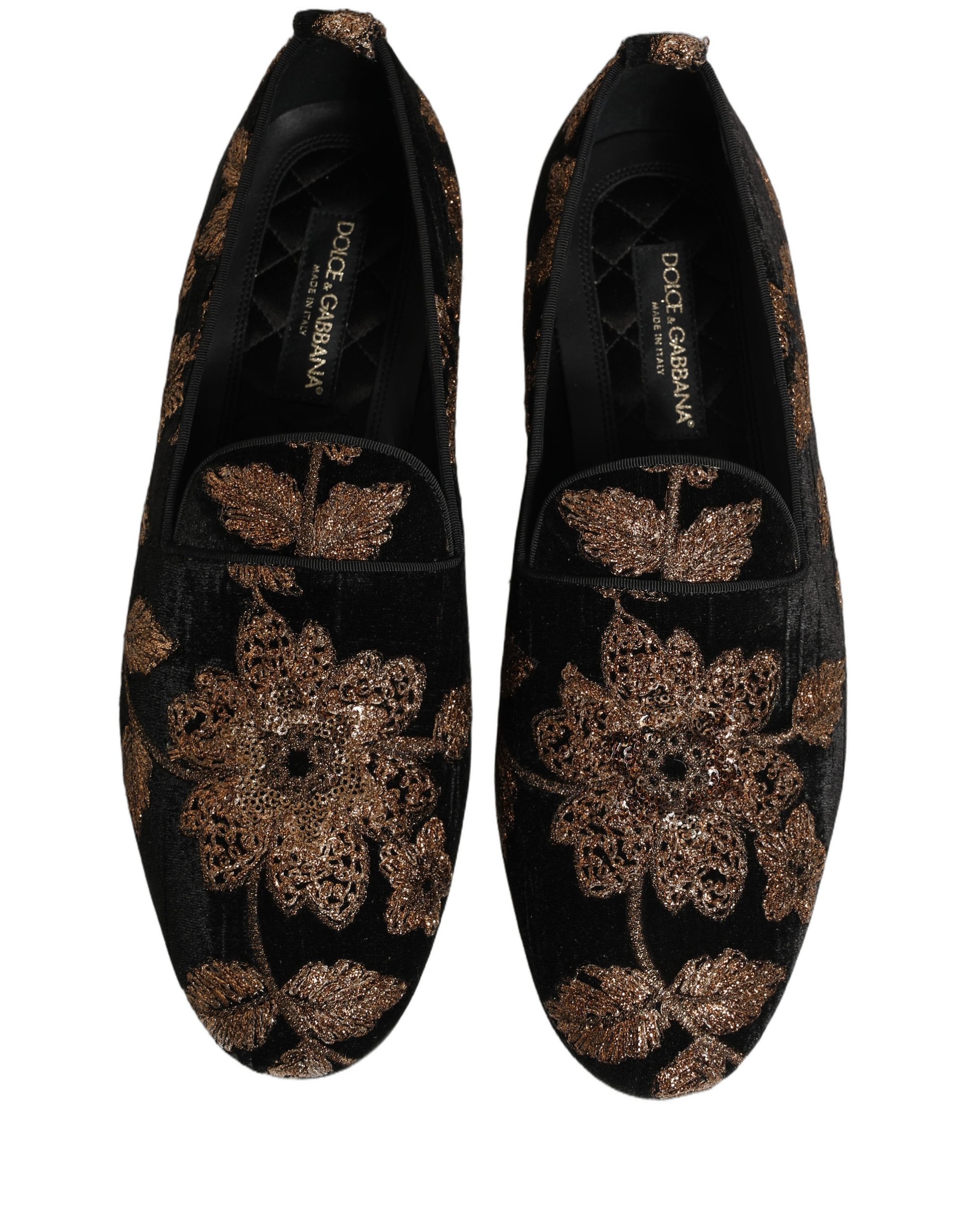 Dolce & Gabbana Black Floral Jacquard Dress Loafers Shoes - Image 4