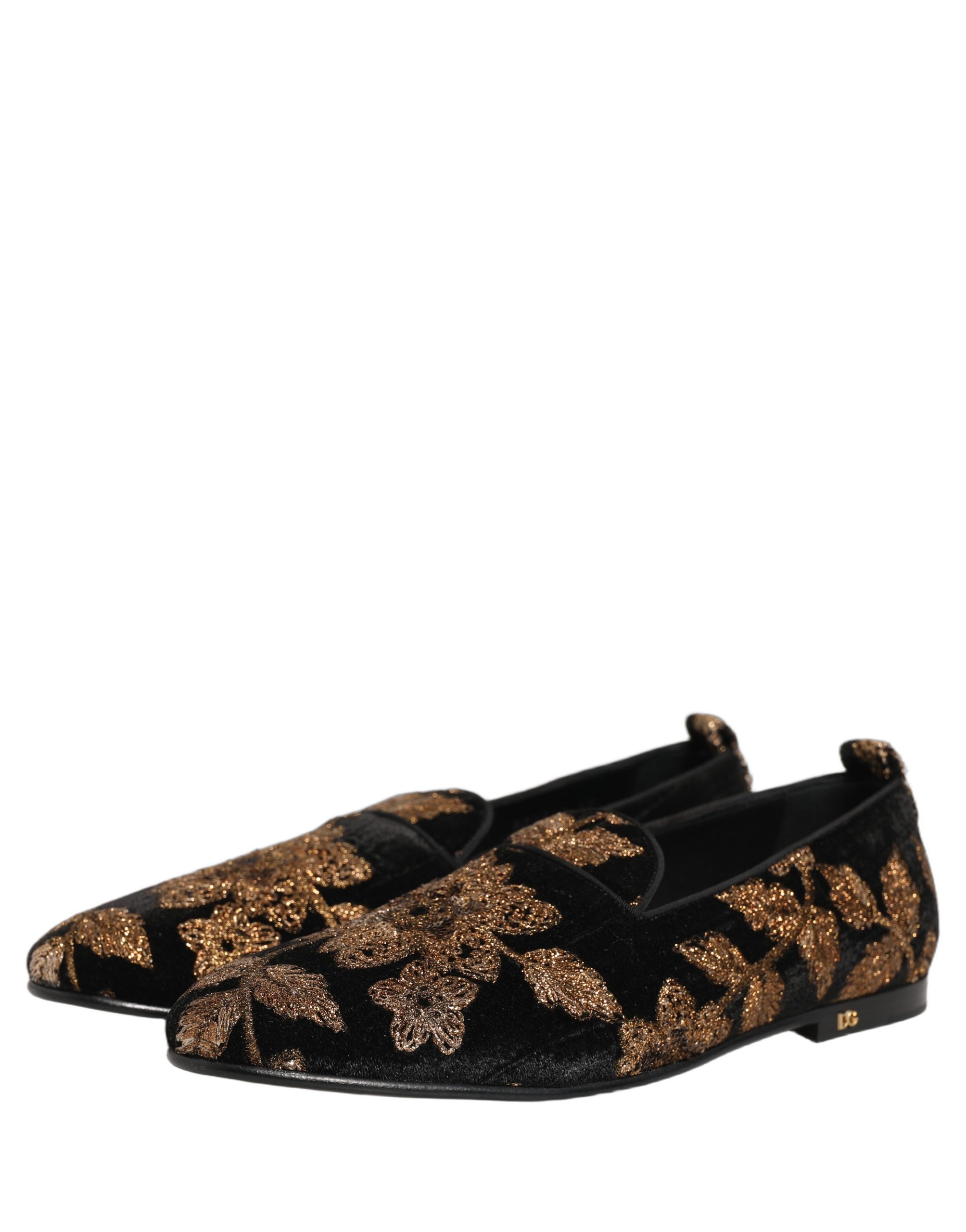 Dolce & Gabbana Black Floral Jacquard Dress Loafers Shoes - Image 5