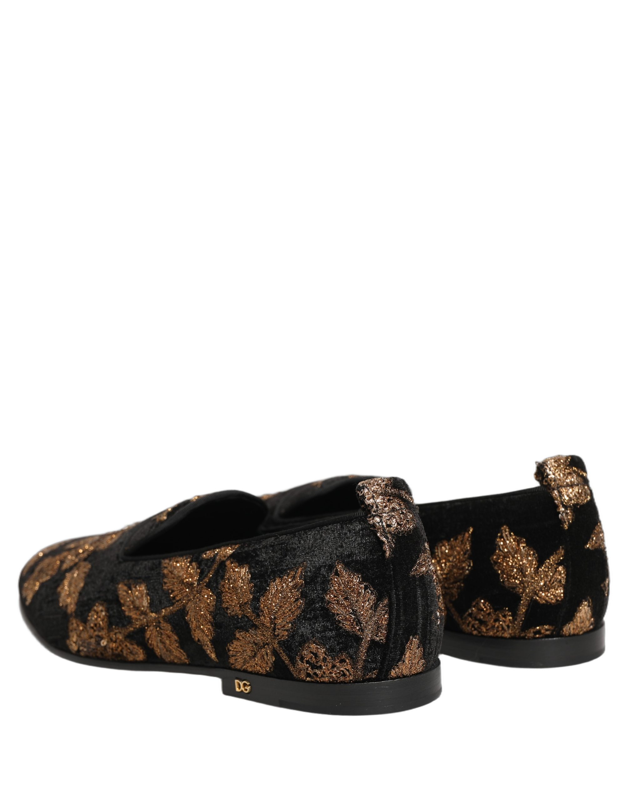 Dolce & Gabbana Black Floral Jacquard Dress Loafers Shoes - Image 6