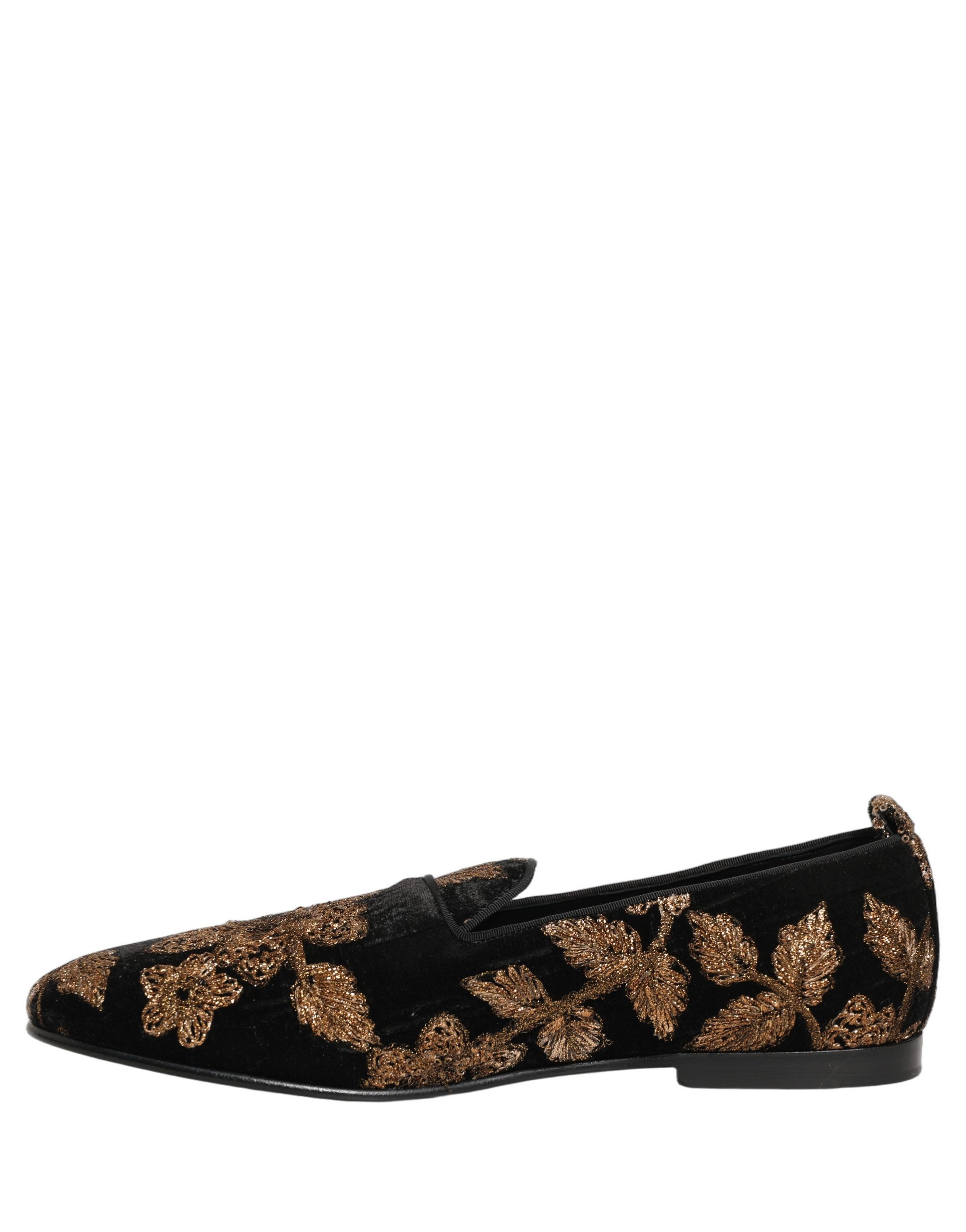 Dolce & Gabbana Black Floral Jacquard Dress Loafers Shoes - Image 7