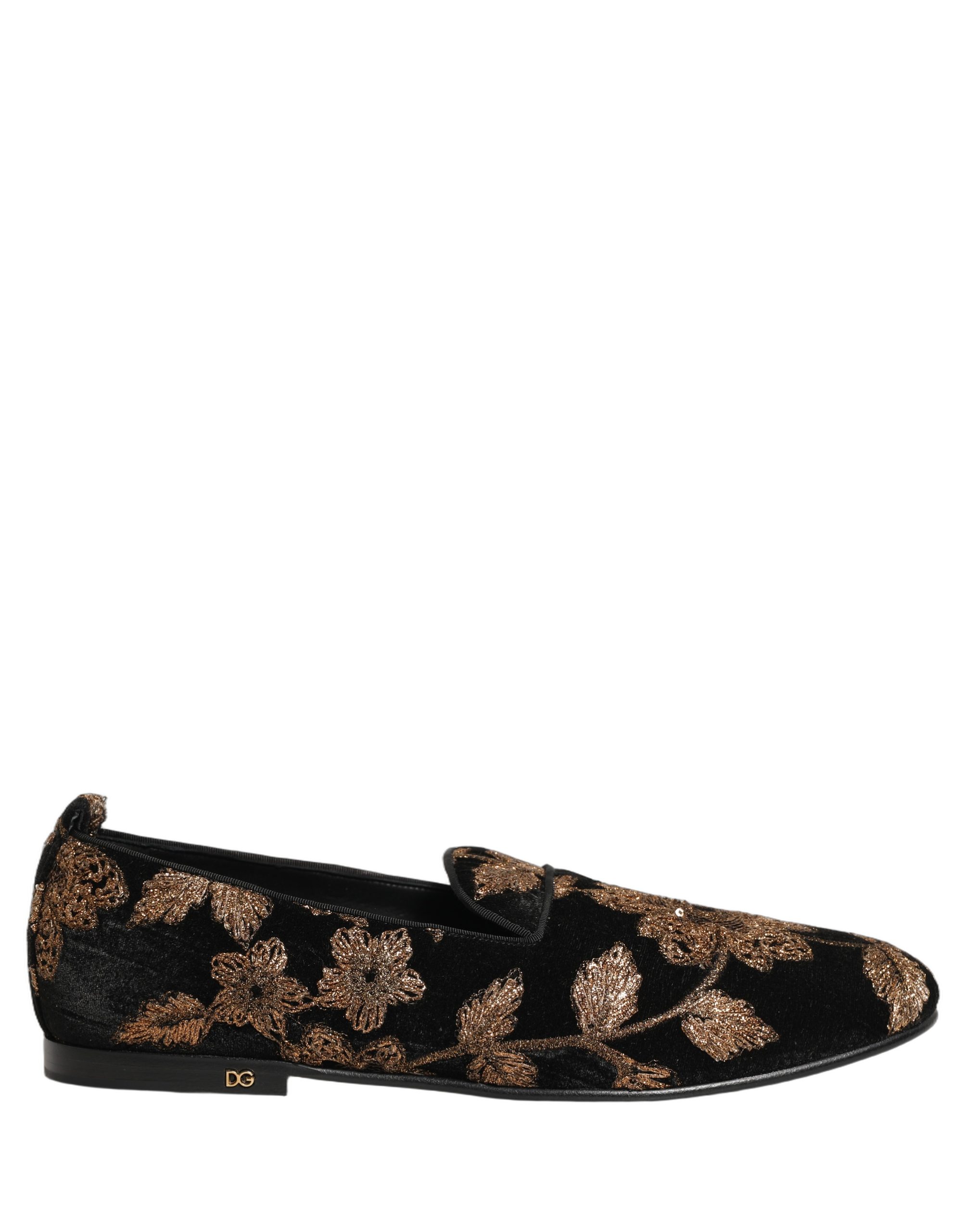 Dolce & Gabbana Black Floral Jacquard Dress Loafers Shoes - Image 2