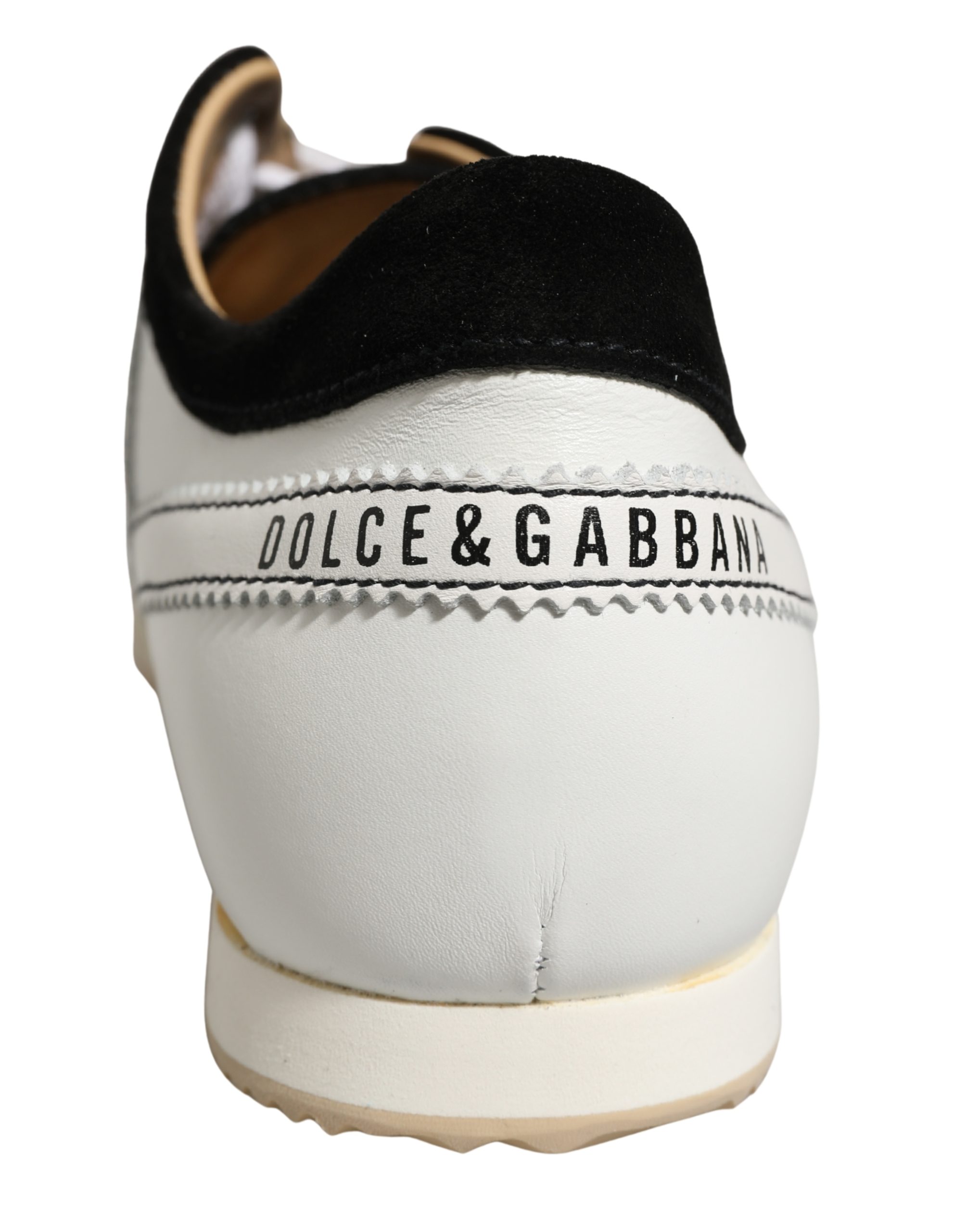 Dolce & Gabbana Black White Leather Suede Low Top Sneakers Shoes - Image 8