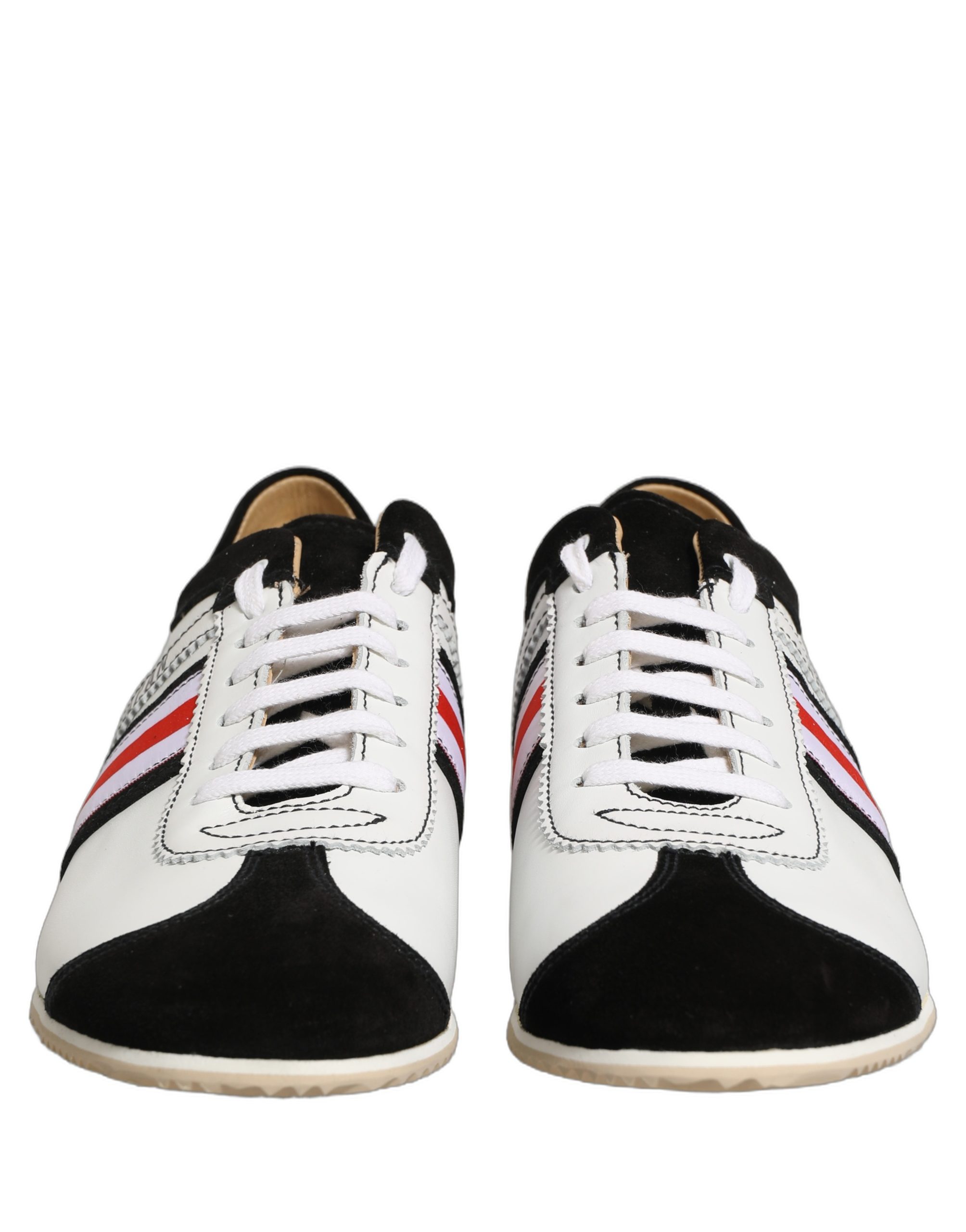 Dolce & Gabbana Black White Leather Suede Low Top Sneakers Shoes - Image 3
